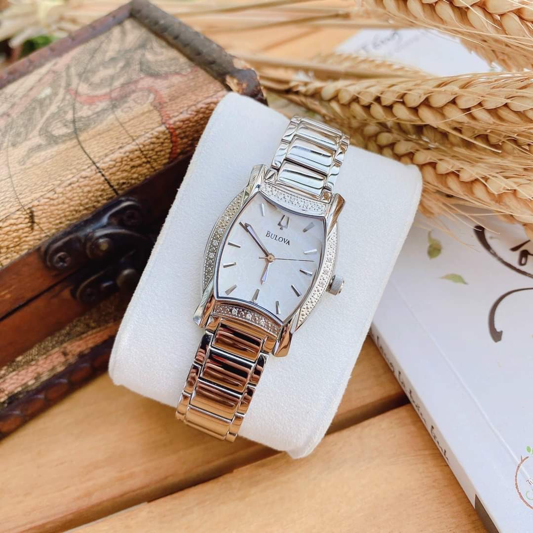 Ảnh 7 của (ĐỒNG HỒ NỮ) BULOVA 96R135 DIAMOND SILVER TONE DÂY KIM LOẠI 26mm