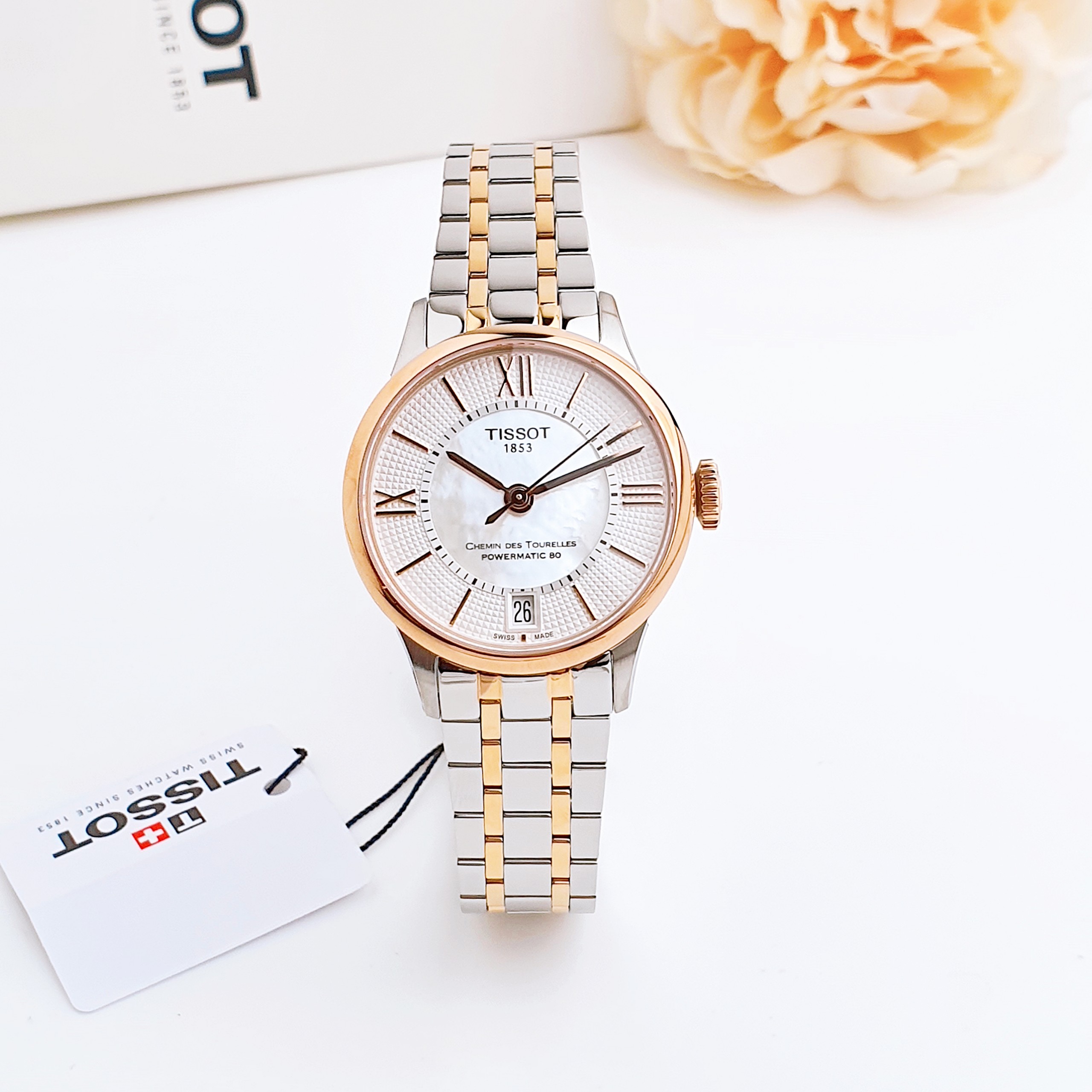 Ảnh 2 của (ĐỒNG HỒ NỮ) Tissot Chemin des Tourelles Automatic Mother of Pearl T099.207.22.118.02  ( T0992072211802  )32mm