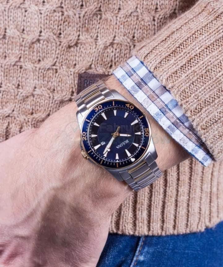 Ảnh 2 của (ĐỒNG HỒ NAM) Bulova Mens Classic Two Tone Blue Dial Stainless Steel Watch 98B329 43mm