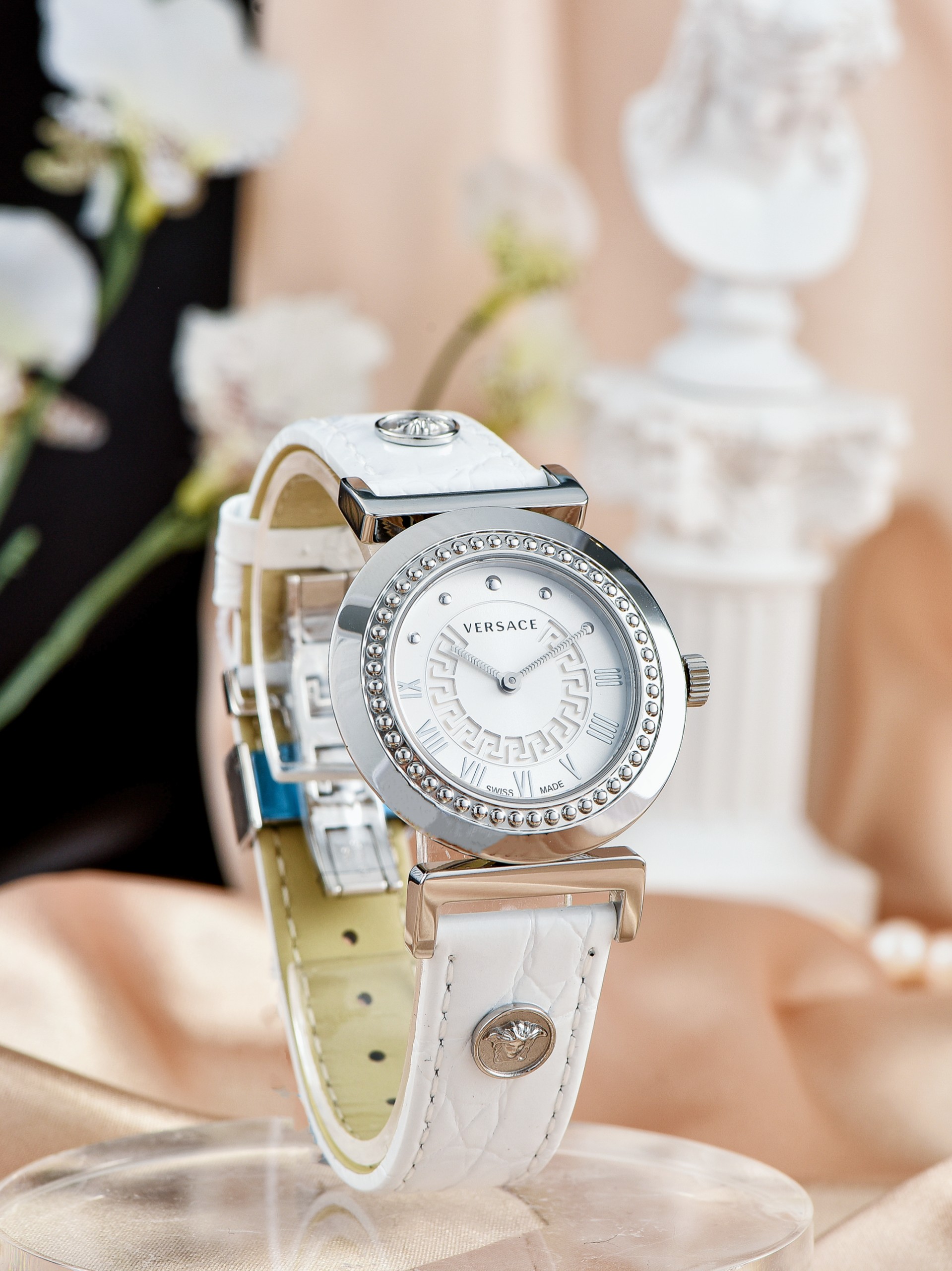 Đồng Hồ Nữ Versace P5Q99D001 S001 Vanity Swiss Croco 35mm Màu Trắng Bạc