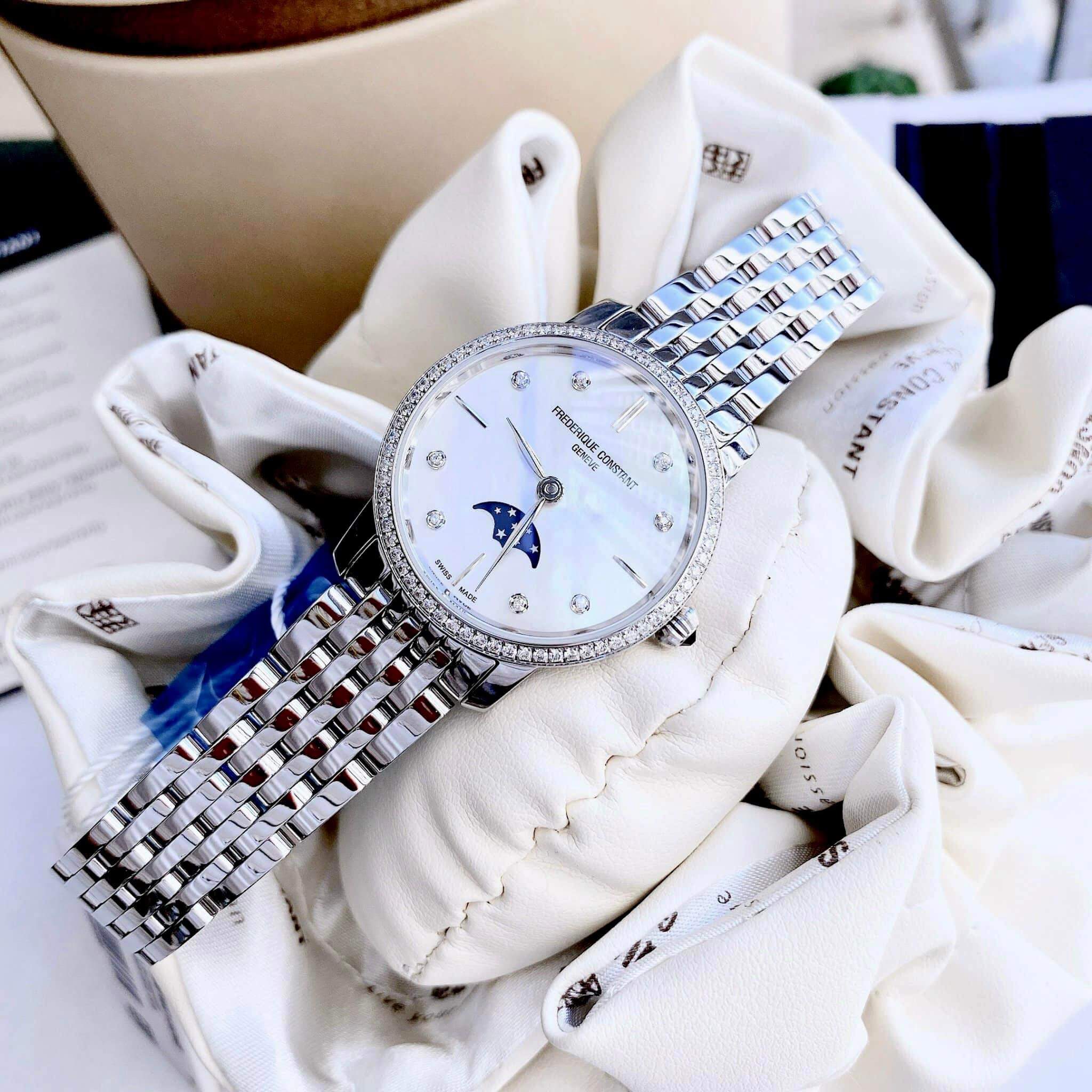 Ảnh 3 của (ĐỒNG HỒ NỮ) Frederique Constant Slimline Diamond Mother Of Pearl Dial Silver Tone FC-206MPWD1SD6B ( FC206MPWD1SD6B ) ( 206MPWD1SD6B )