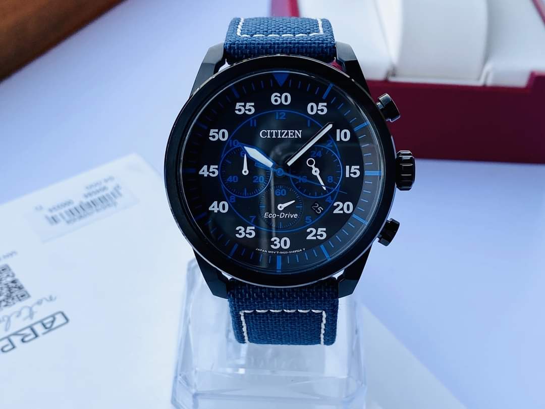 (ĐỒNG HỒ NAM) Citizen Eco-drive CA4215-39E Avion Black Dial Blue Nylon Strap ( CA421539E ) 45mm