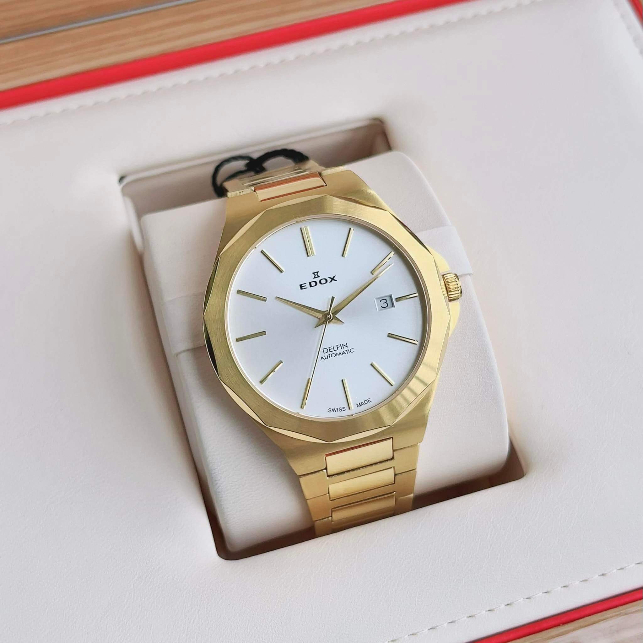 (ĐỒNG HỒ NAM) Edox Automatic Delfin Gold Steel 80117-37JM-AID ( 8011737JMAID ) 42mm