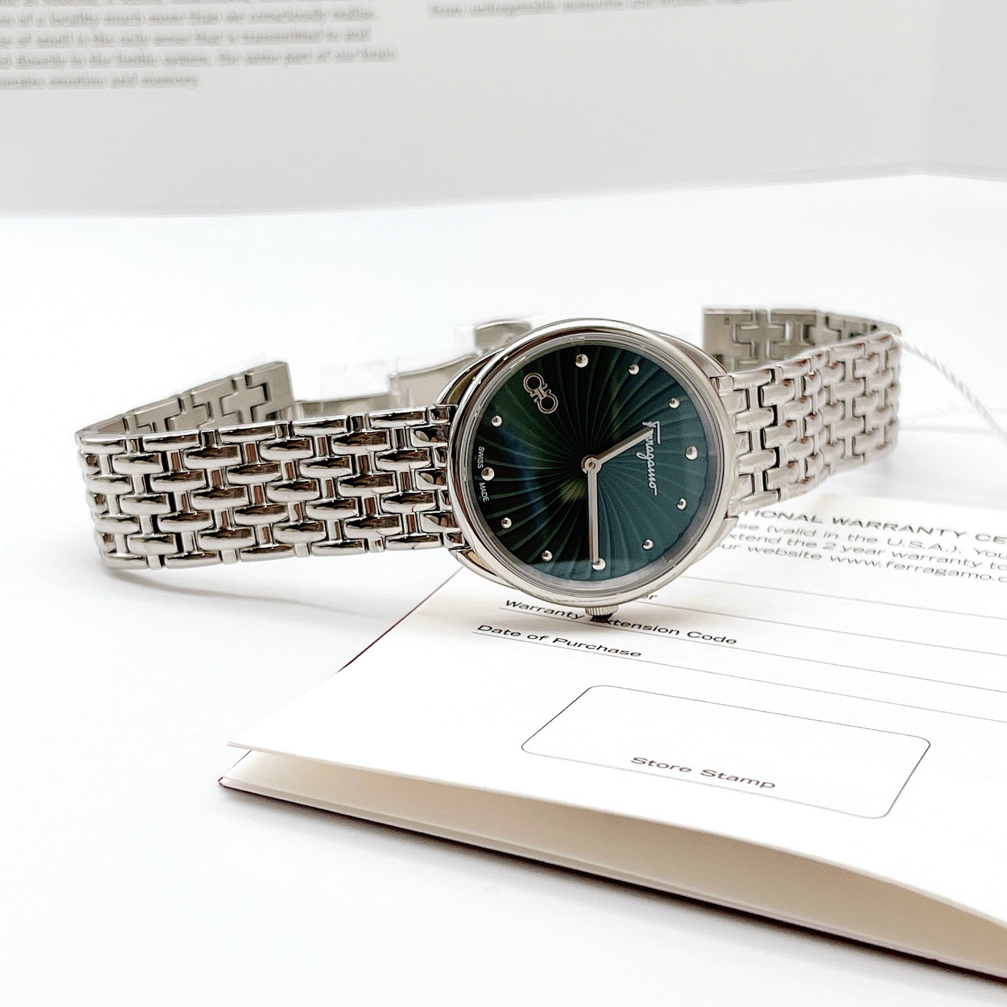 Ảnh 5 của (ĐỒNG HỒ NỮ) SALVATORE FERRAGAMO CUIR SFYN00620 QUARTZ GREEN DIAL 34mm