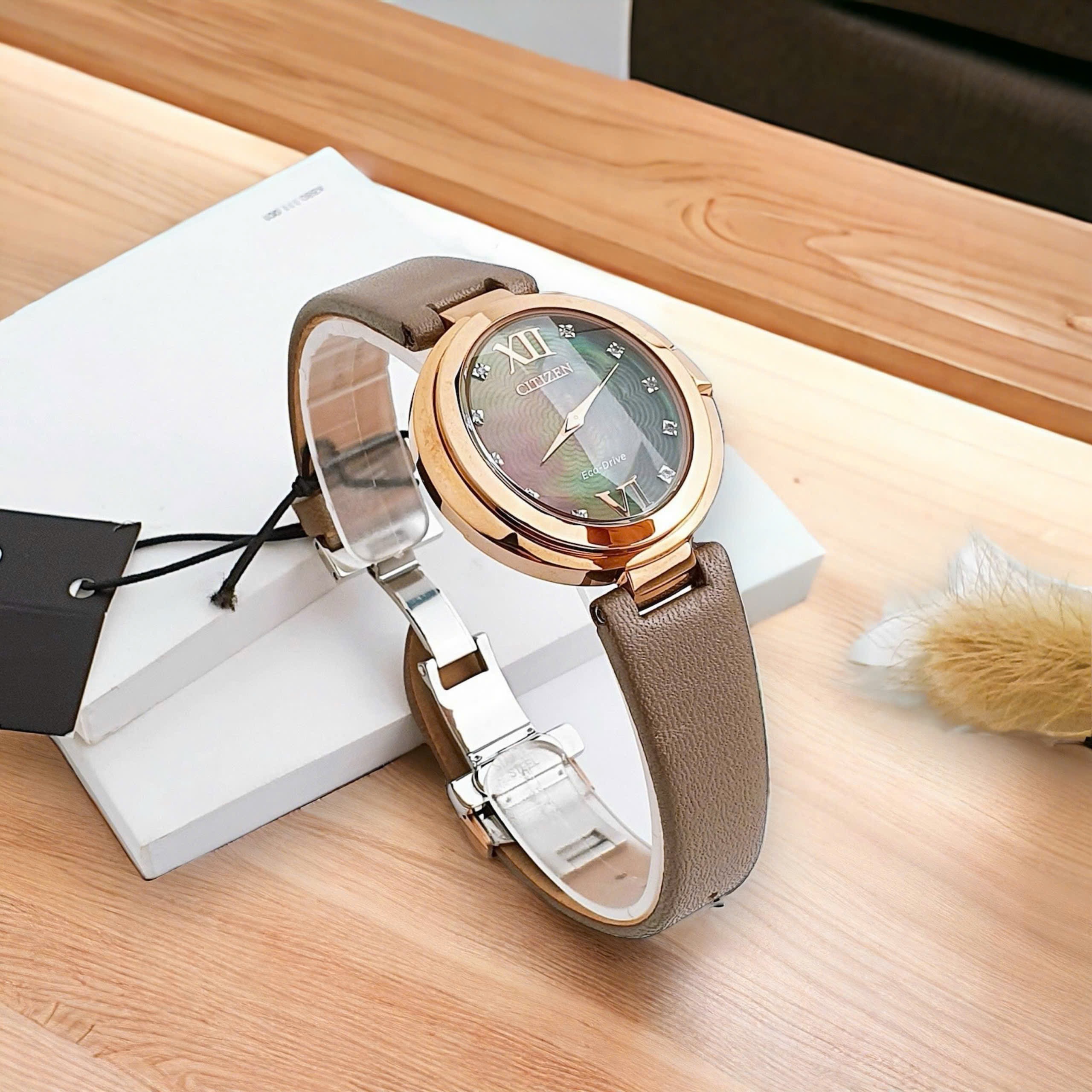 Ảnh 7 của (ĐỒNG HỒ NỮ) Citizen Women's Capella Taupe Dial / Brown Leather Watch EX1513-00Y ( EX151300Y)