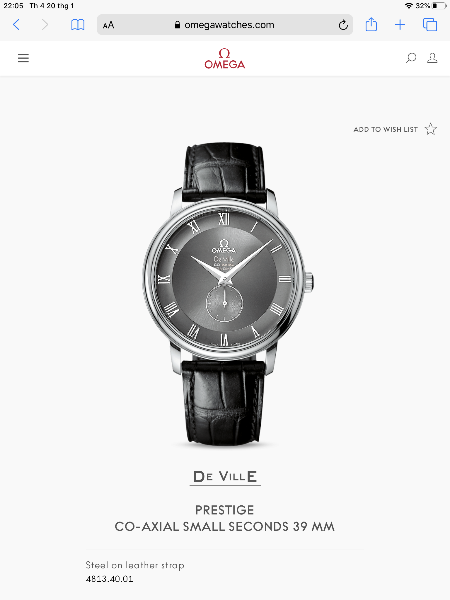 Ảnh 7 của [Đã bán] Omega De Ville Prestige Co-Axial Small Seconds 39 mm Ref 48134001