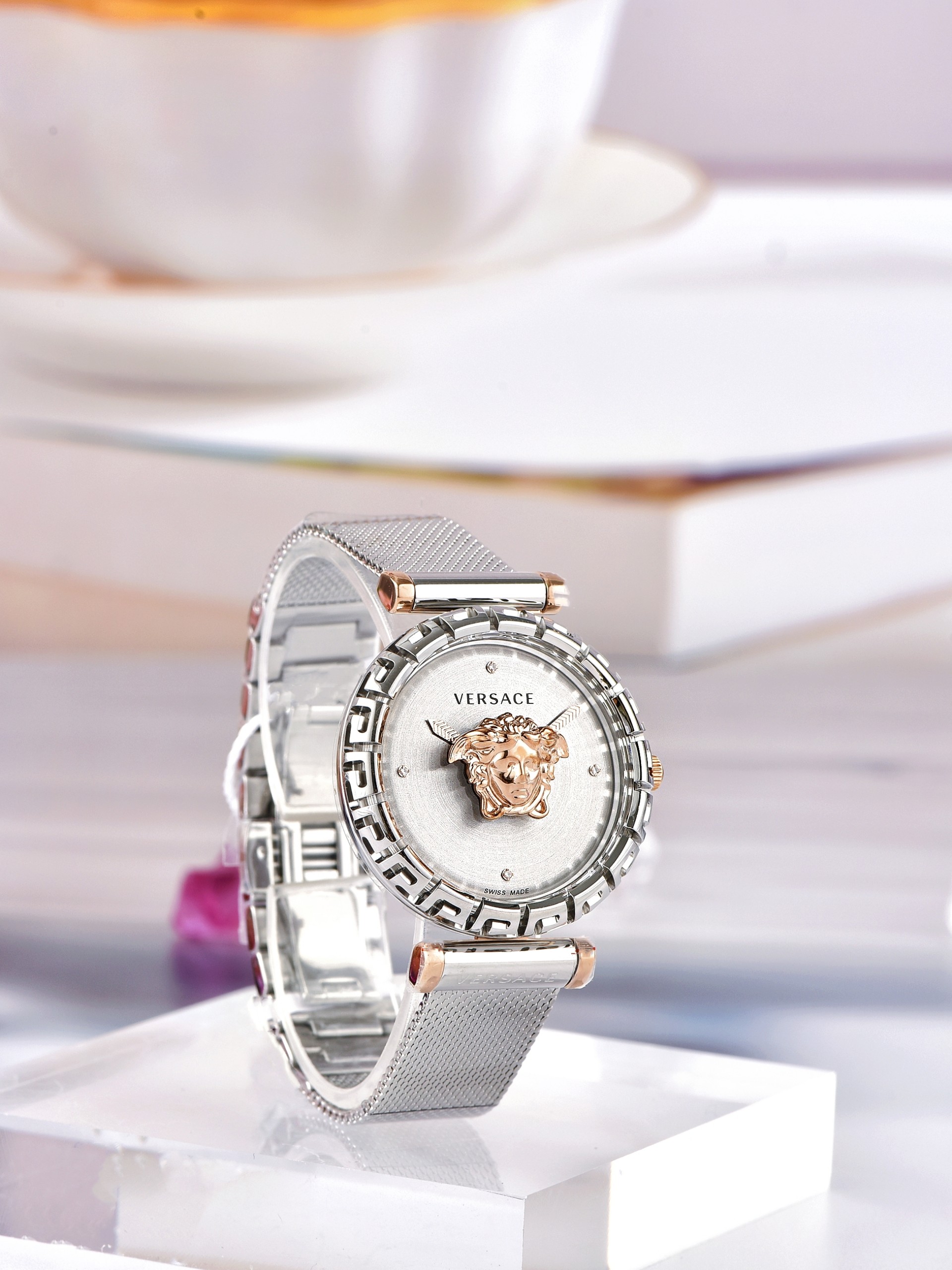 (ĐỒNG HỒ NỮ) Versace Palazzo Empire Greca Quartz Silver Dial Ladies Watch VEDV00419 36mm