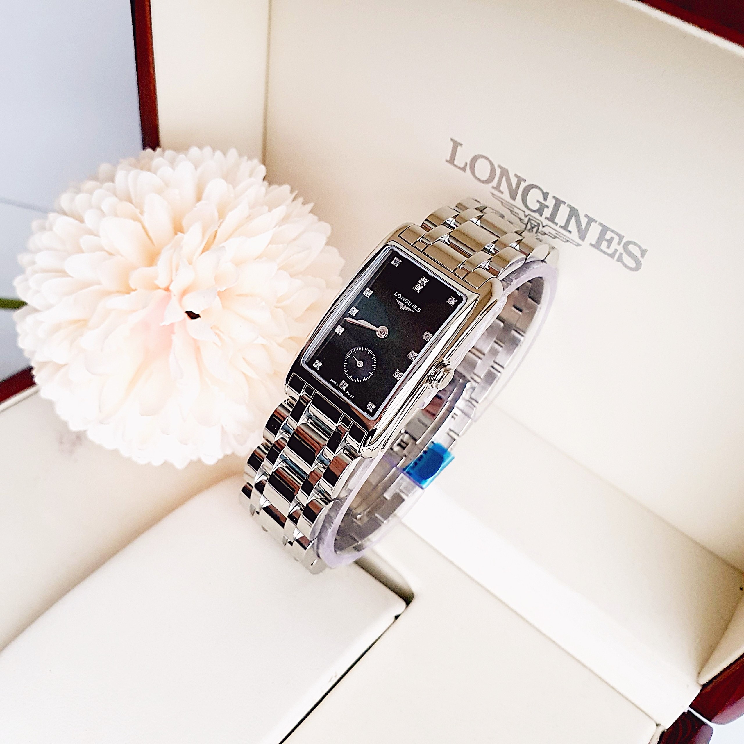 Ảnh 2 của (ĐỒNG HỒ NỮ) (New) Longines DolceVita Quartz L5.512.4.57.6 Diamonds Black Dial Silver Tone ( L55124576 )