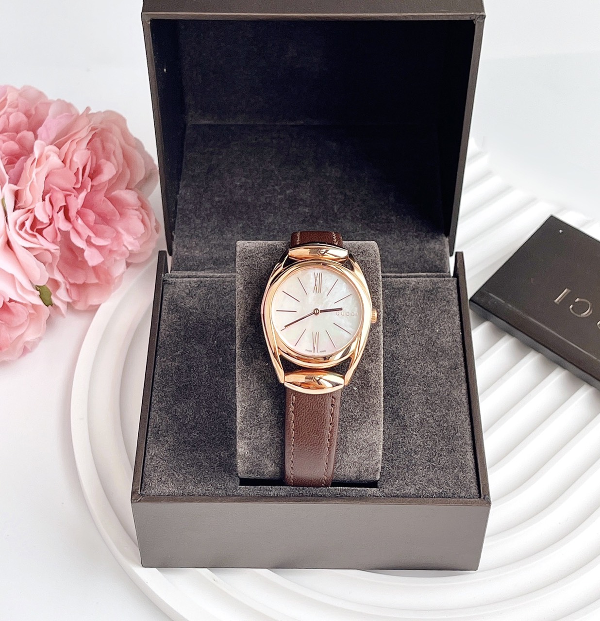 (ĐỒNG HỒ NỮ) Gucci Horsebit Brown Women's Watch 30mm YA140507