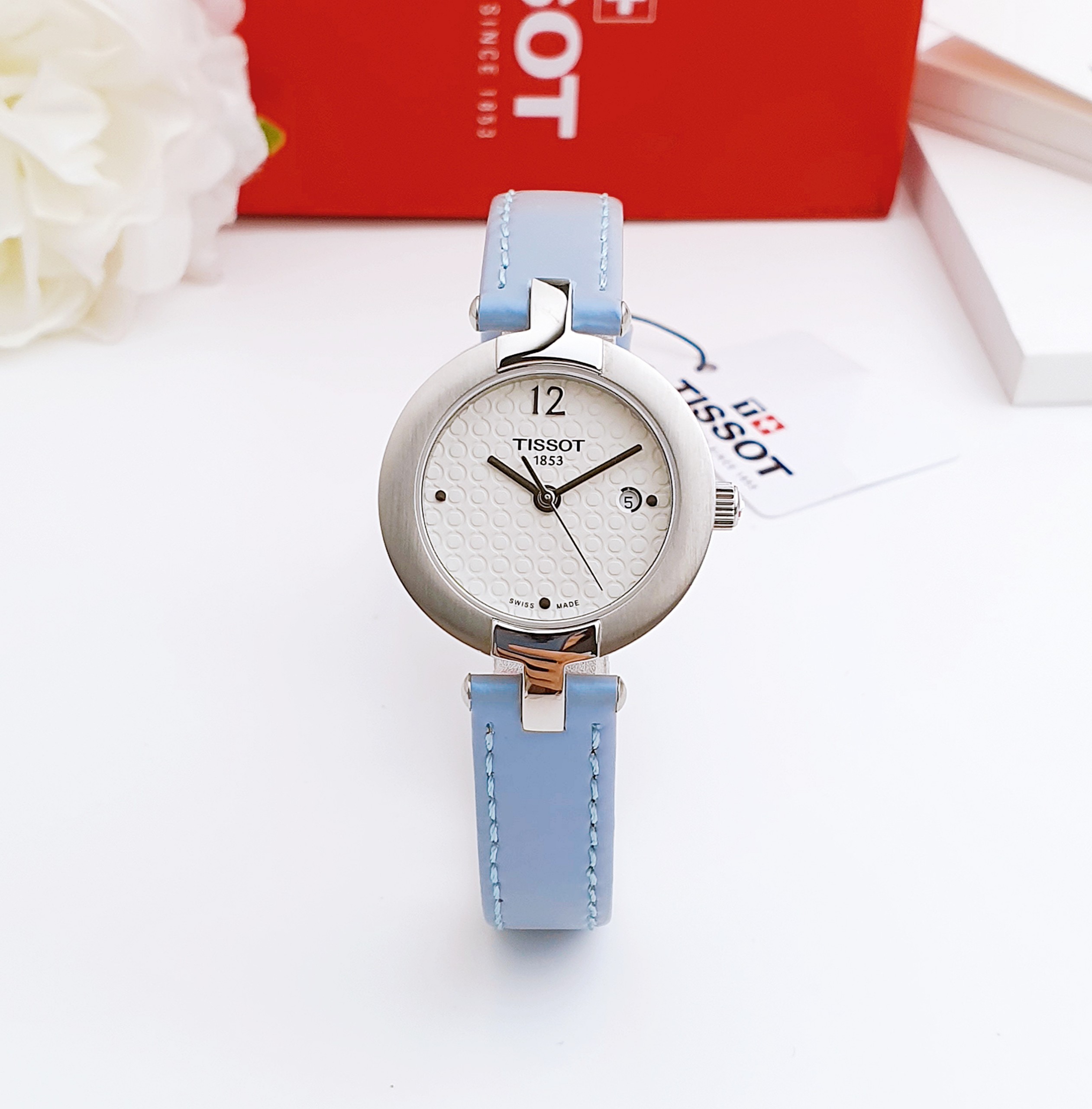 Ảnh 3 của (ĐỒNG HỒ NỮ) Tissot Pinky White Dial Blue Leather Ladies Watch T0842101601702 - T084.210.16.017.02 28mm