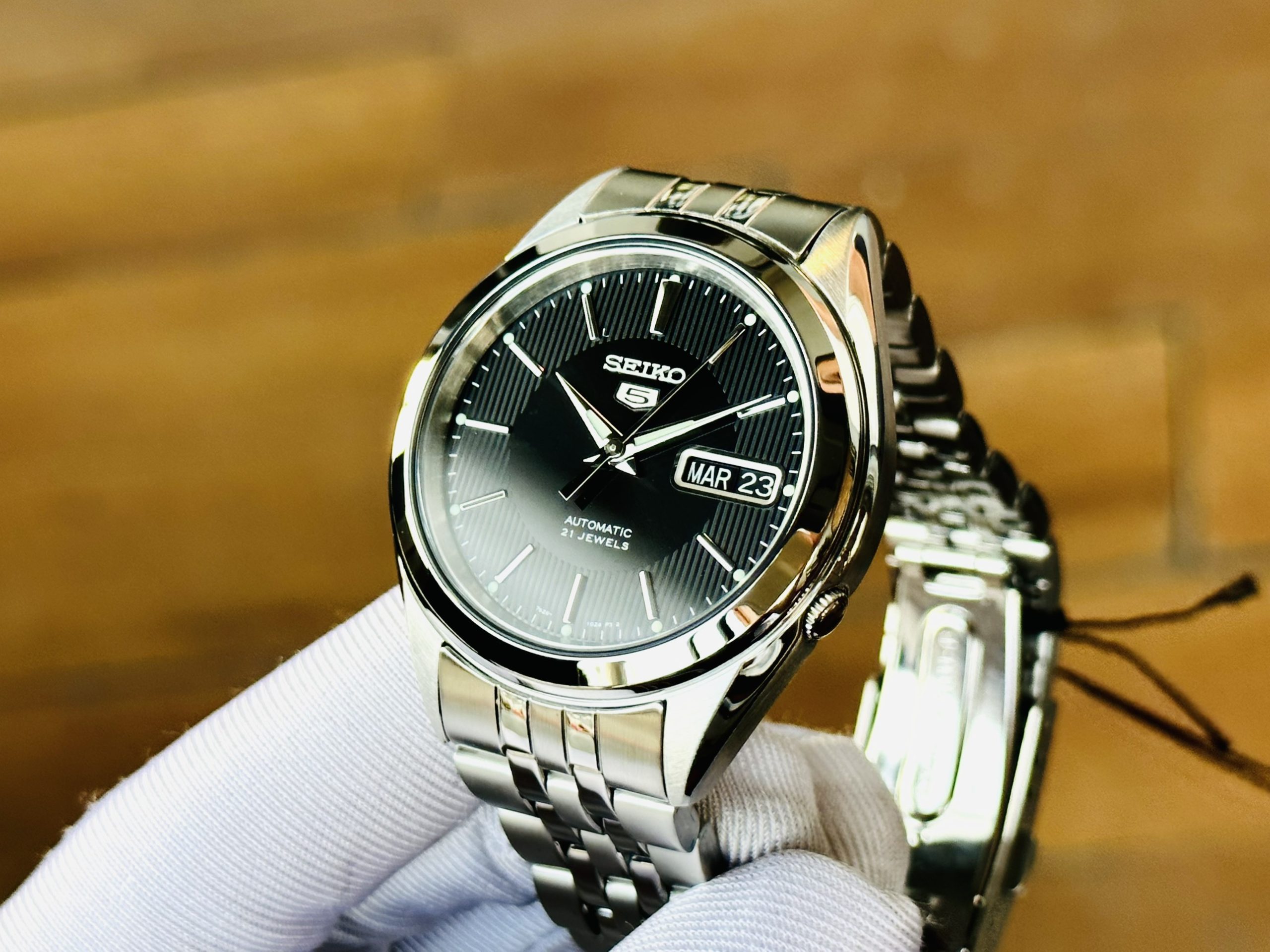 Ảnh 6 của (Đồng hồ nam) Seiko 5 Automatic Black Steel SNKL23K1 Authentic 38mm