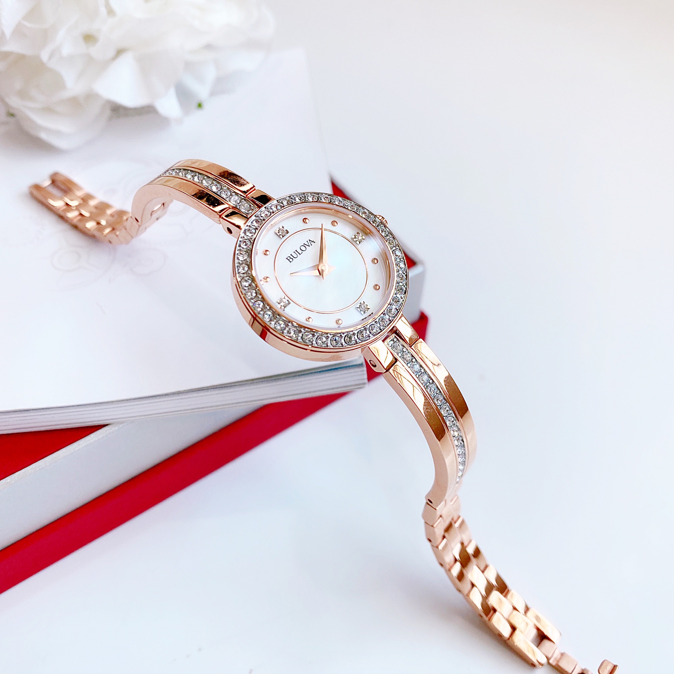 Ảnh 3 của (ĐỒNG HỒ NỮ) Bulova (98L298) Ladies Crystal Collection Rose Gold Tone 26mm Watch