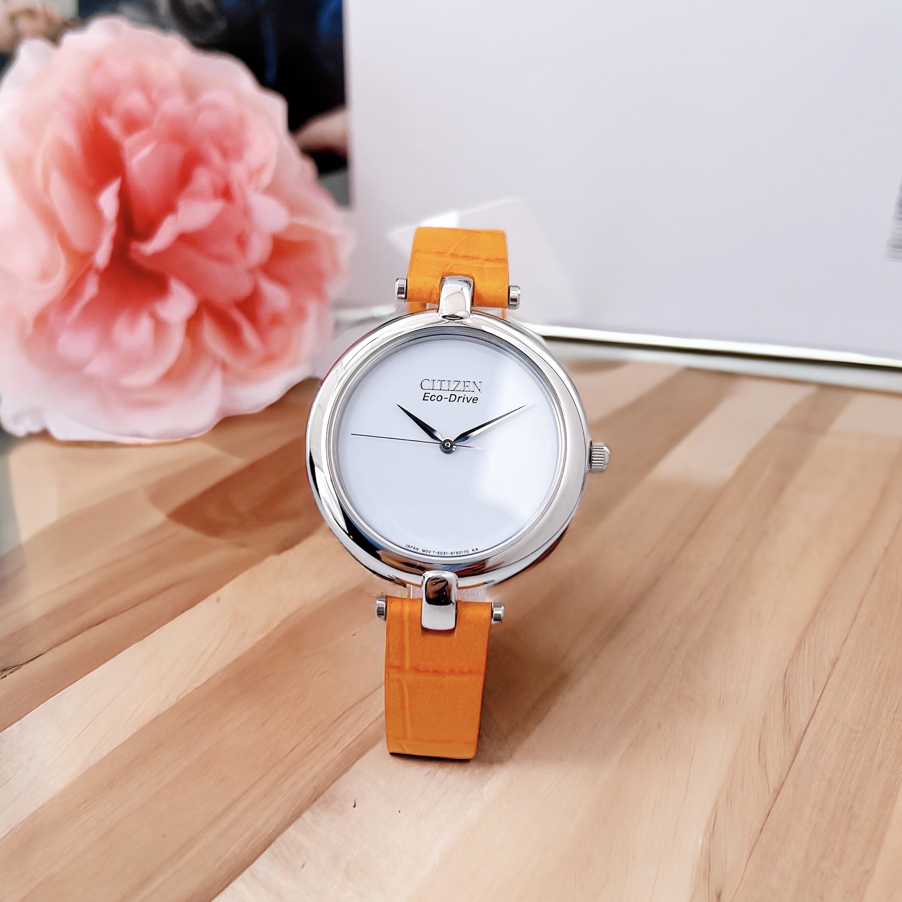 (ĐỒNG HỒ NỮ) Citizen EM025001A EM0250-01A Silhouette Orange Watch 34mm