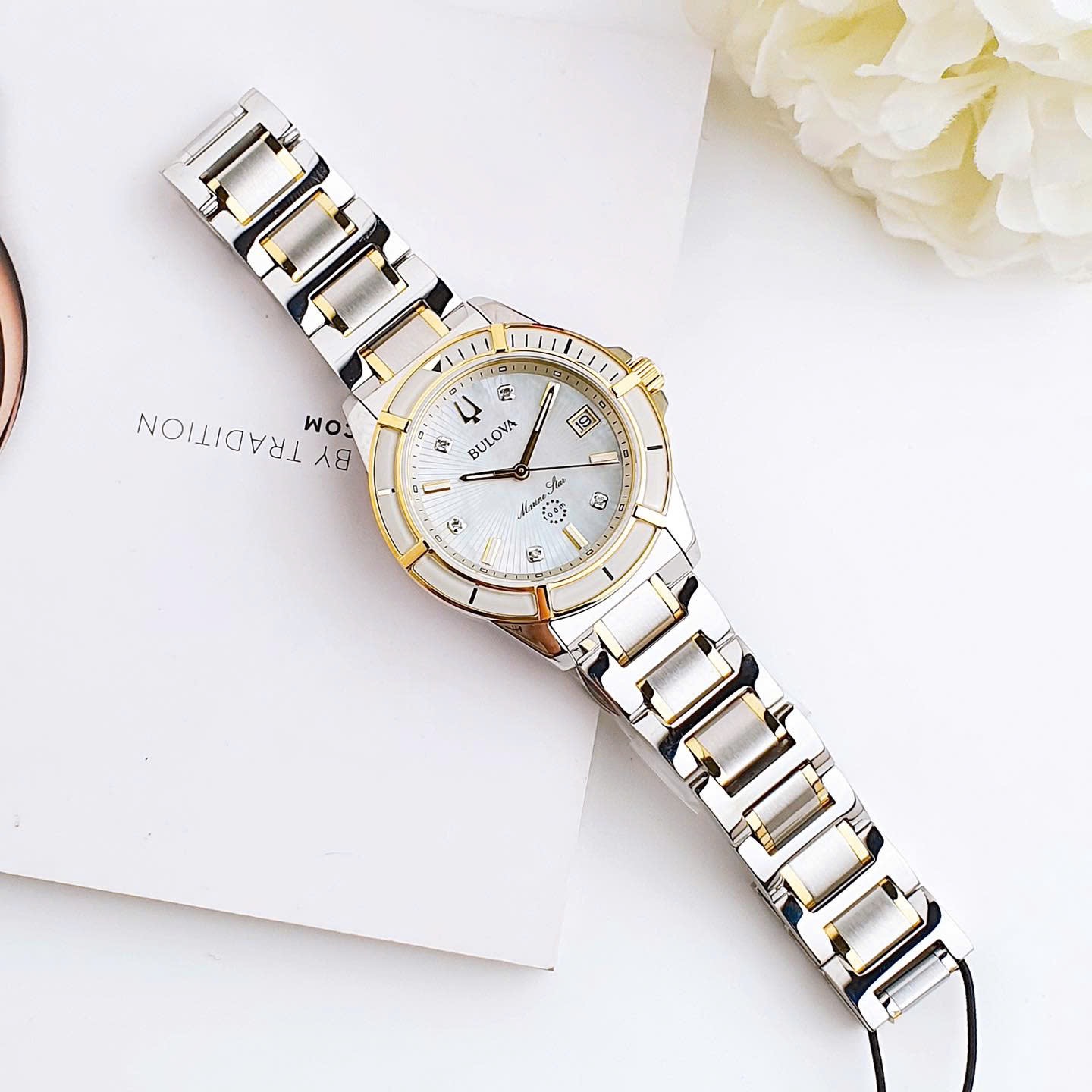 Ảnh 3 của (ĐỒNG HỒ NỮ) Bulova 98P187 Marine Mother of Pearl Watch 34mm