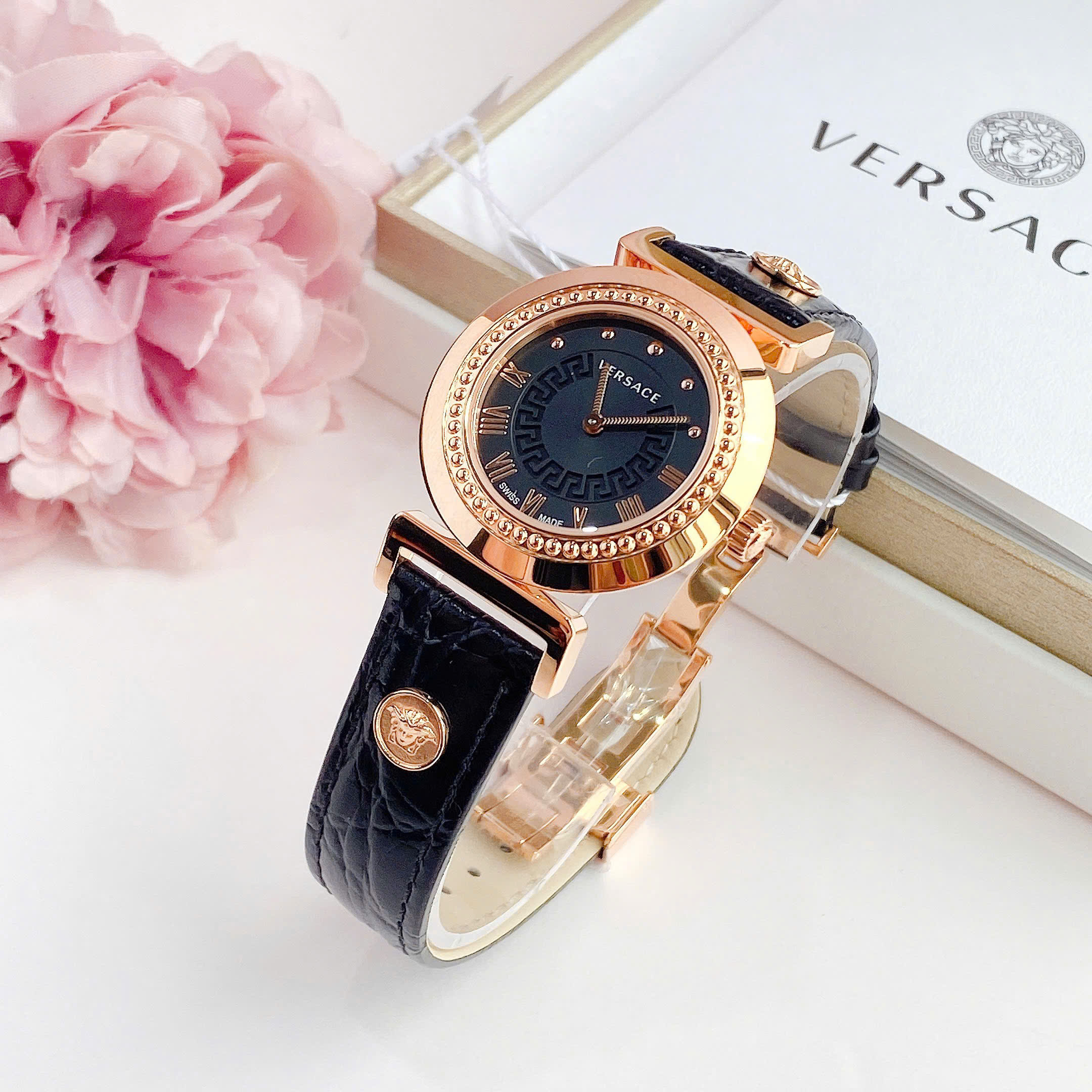 Ảnh 11 của (ĐỒNG HỒ NỮ ) Versace P5Q80D009S Vanity Calfskin Black Dial