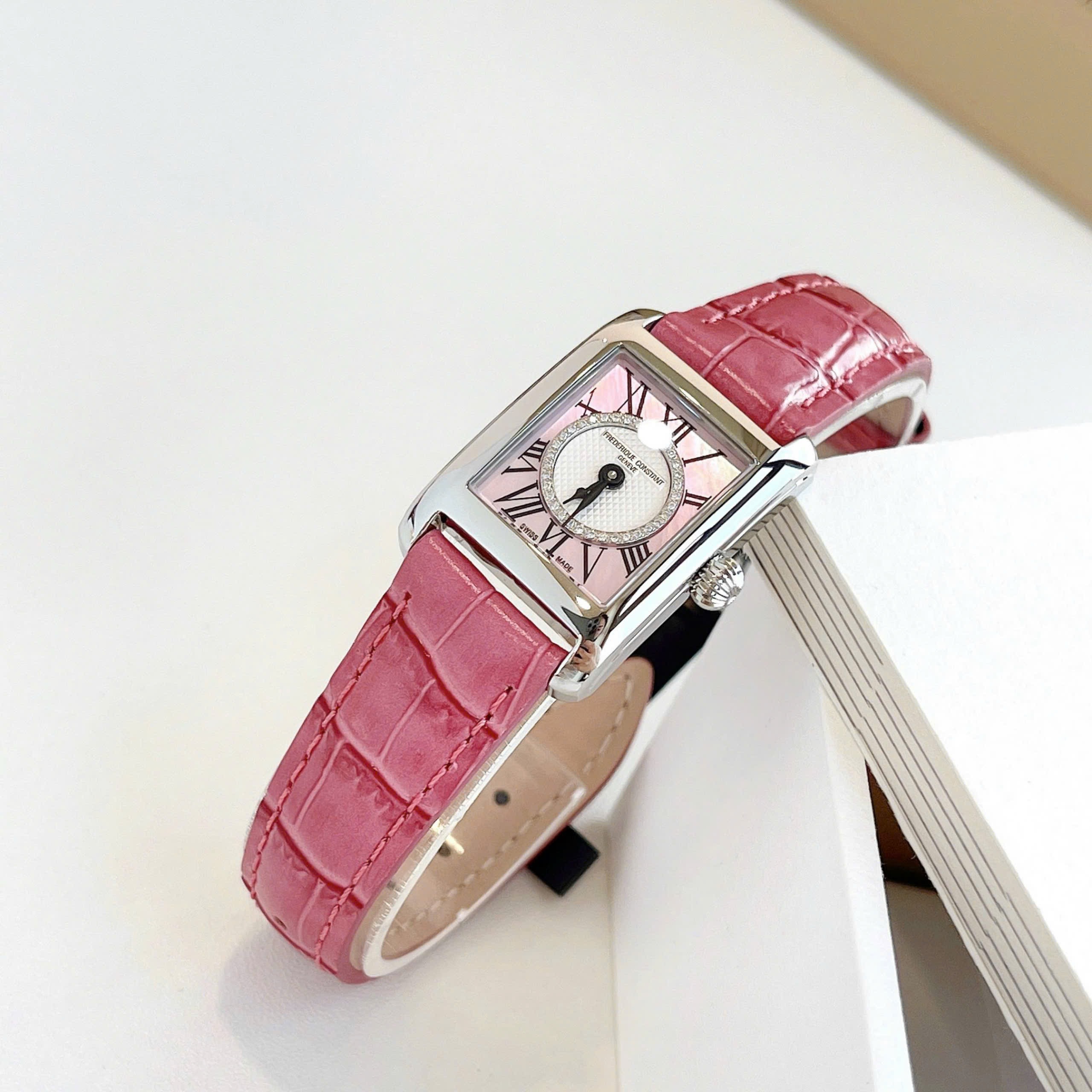 Ảnh 2 của (ĐỒNG HỒ NỮ) Frederique Constant Quartz FC-200MPWCD16-PR ( FC-200MPWCD16PR) Carrée Pink Ribbon Special