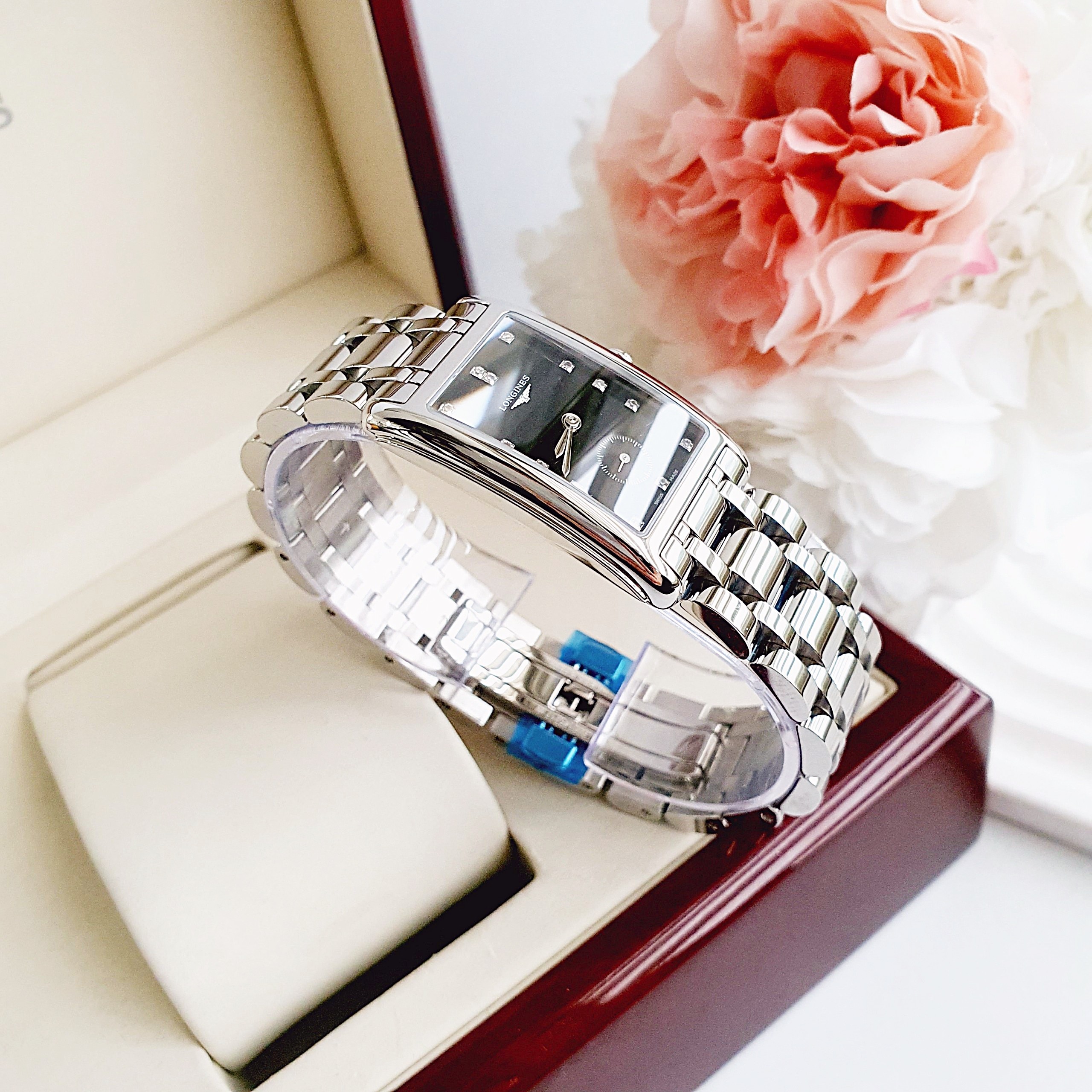 Ảnh 3 của (ĐỒNG HỒ NỮ) (New) Longines DolceVita Quartz L5.512.4.57.6 Diamonds Black Dial Silver Tone ( L55124576 )