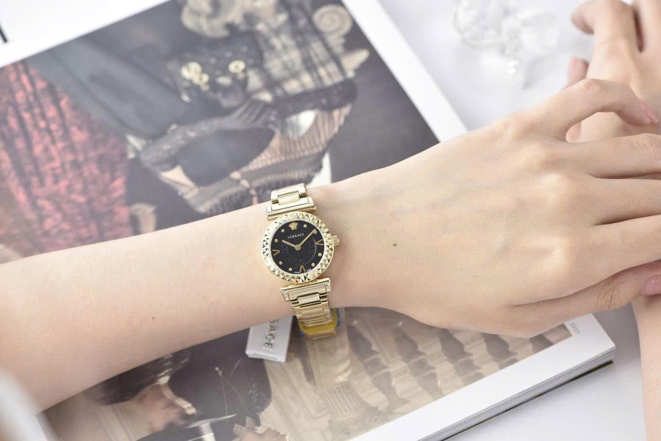 Ảnh 2 của (ĐỒNG HỒ NỮ ) Versace Mini Vanity Gold Ion-Plated Watch 27mm VEAA00518