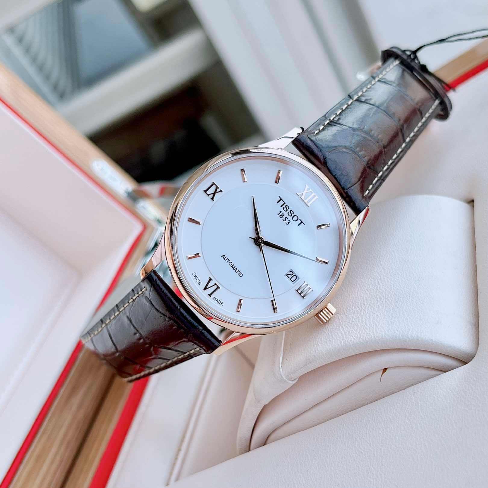 Ảnh 6 của (ĐỒNG HỒ NAM) Tissot Rose Dream T914.407.76.018.00 ( T9144077601800 ) Automatic 18K Gold 39mm