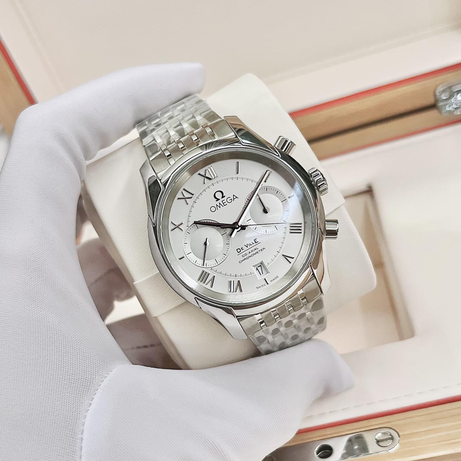 (ĐỒNG HỒ NAM) (NEW) Omega De Ville Co-Axial Chronograph 43110425102001 431.10.42.51.02.001