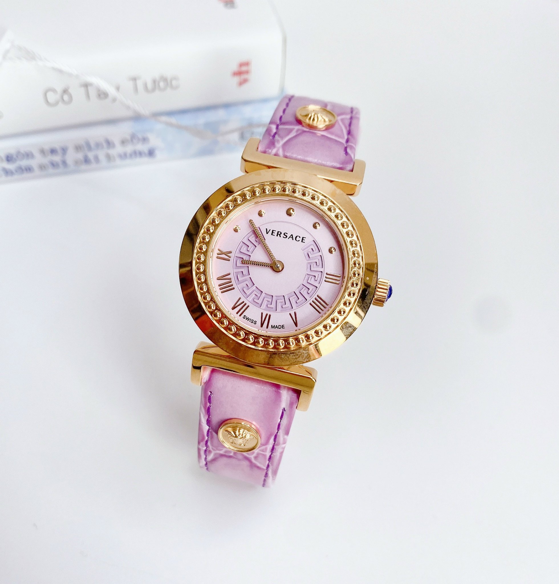 [Đồng Hồ nữ] Versace Vanity Leather Purple Watch 35mm, P5Q80D702S702