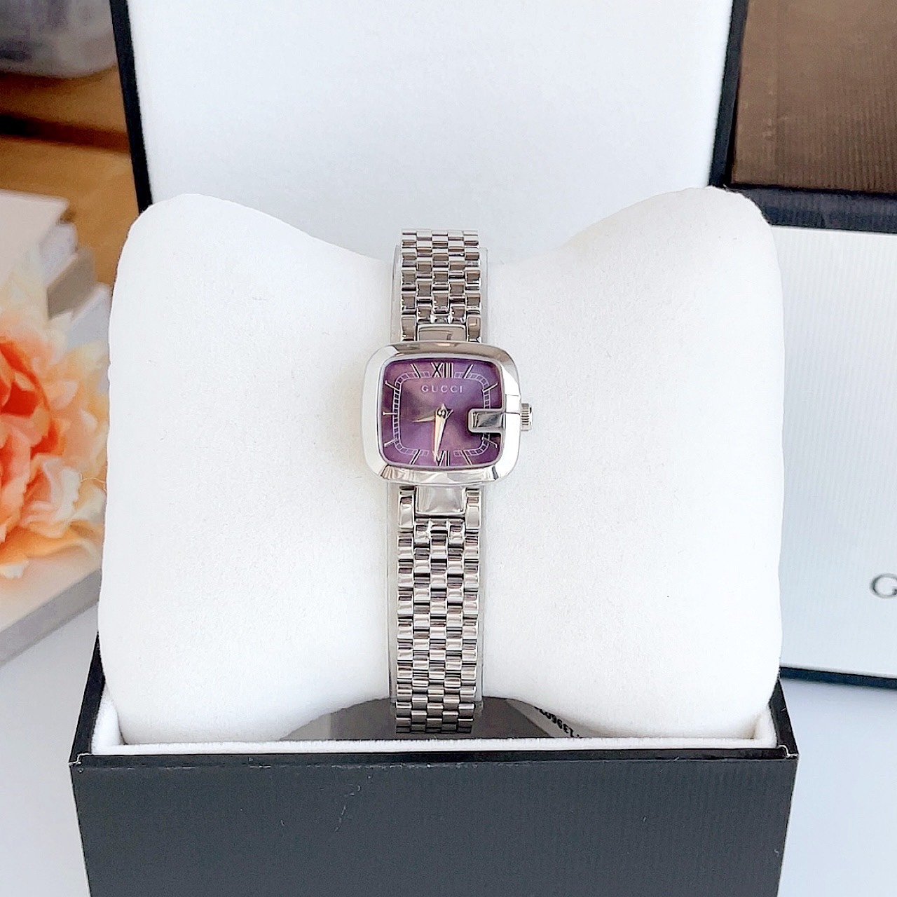 (ĐỒNG HỒ NỮ) Gucci G-Gucci Small Steel Lilac Dial YA125518 23x24mm (28mm tròn)