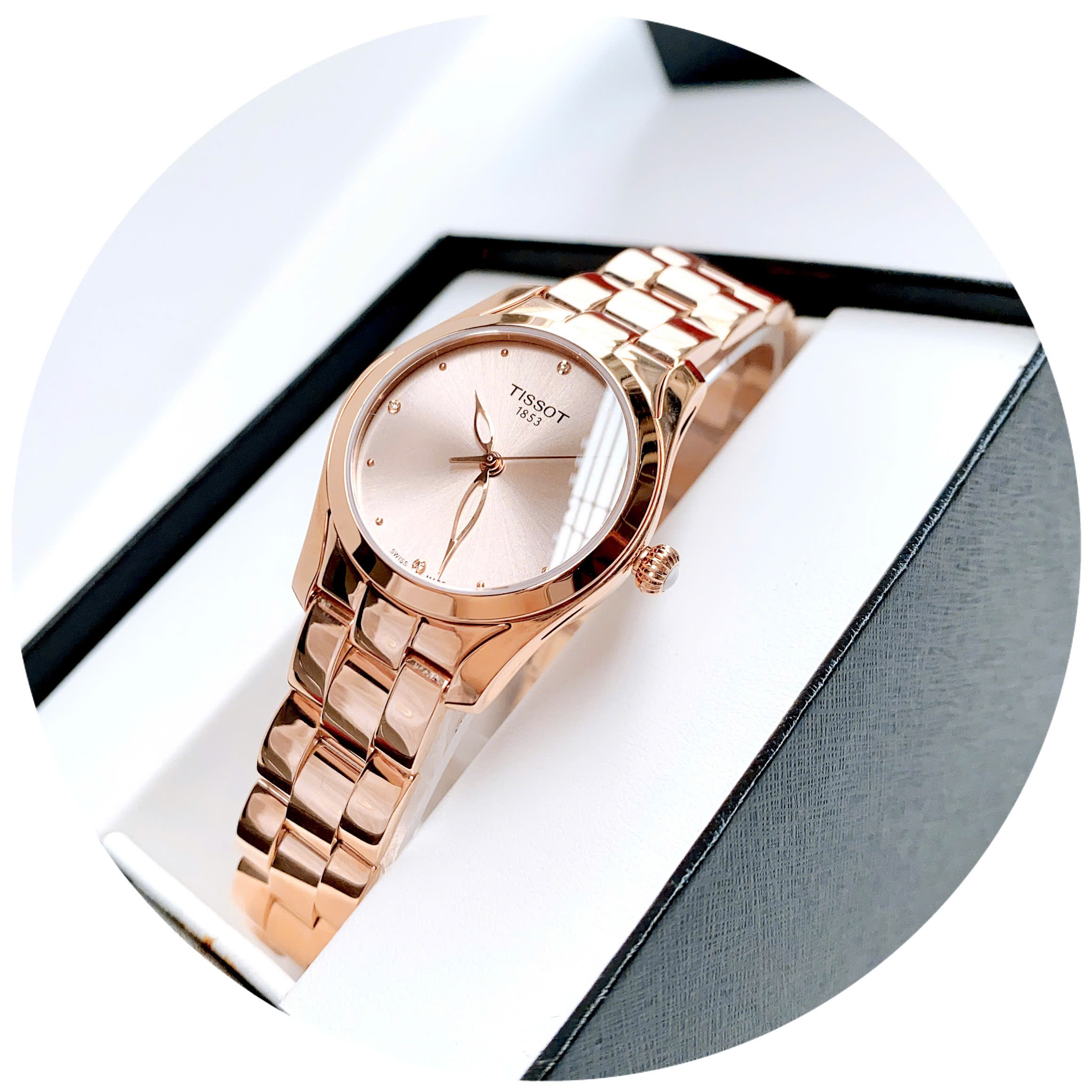 (ĐỒNG HỒ NỮ) Tissot T-wave Rose Diamond T112.210.33.456.00 ( T1122103345600 )