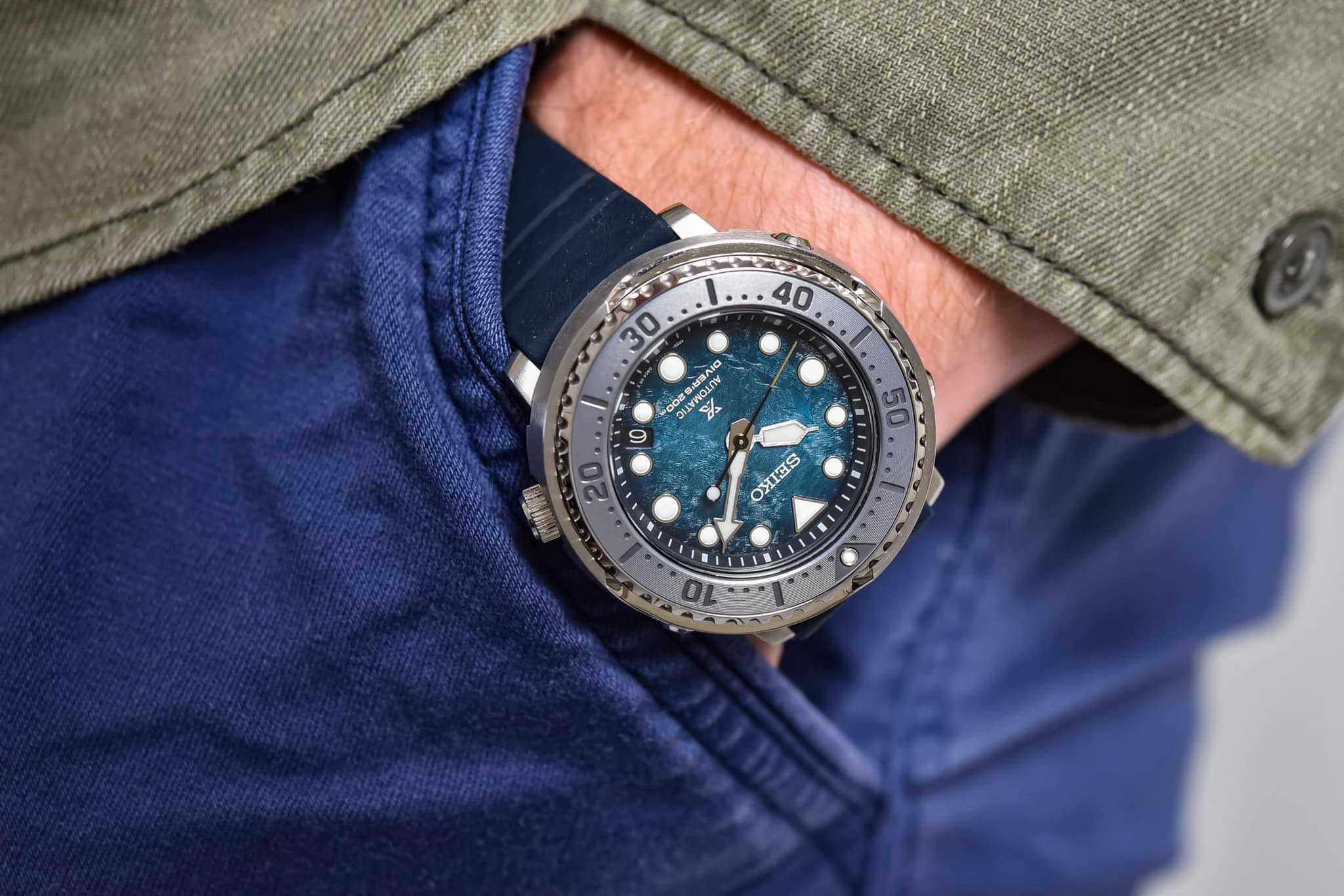 Ảnh 2 của (ĐỒNG HỒ NAM) (New) Seiko Prospex SRPH77K1 Divers Tuna Antartica Silicone Strap Watch ( SRPH77 )