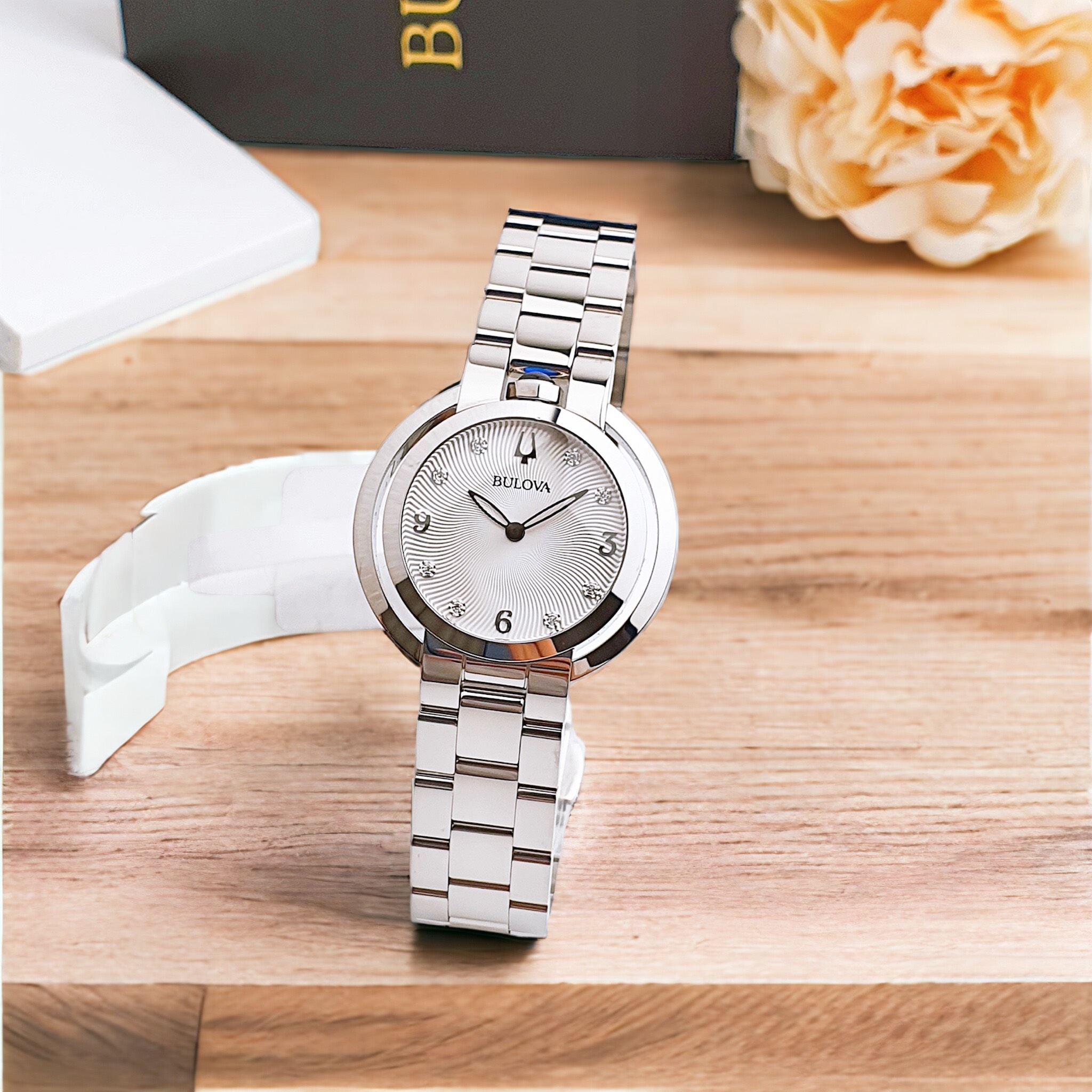 (ĐỒNG HỒ NỮ) Bulova Quartz 96P184 Rubaiyat Diamond-Accent Watch 35mm