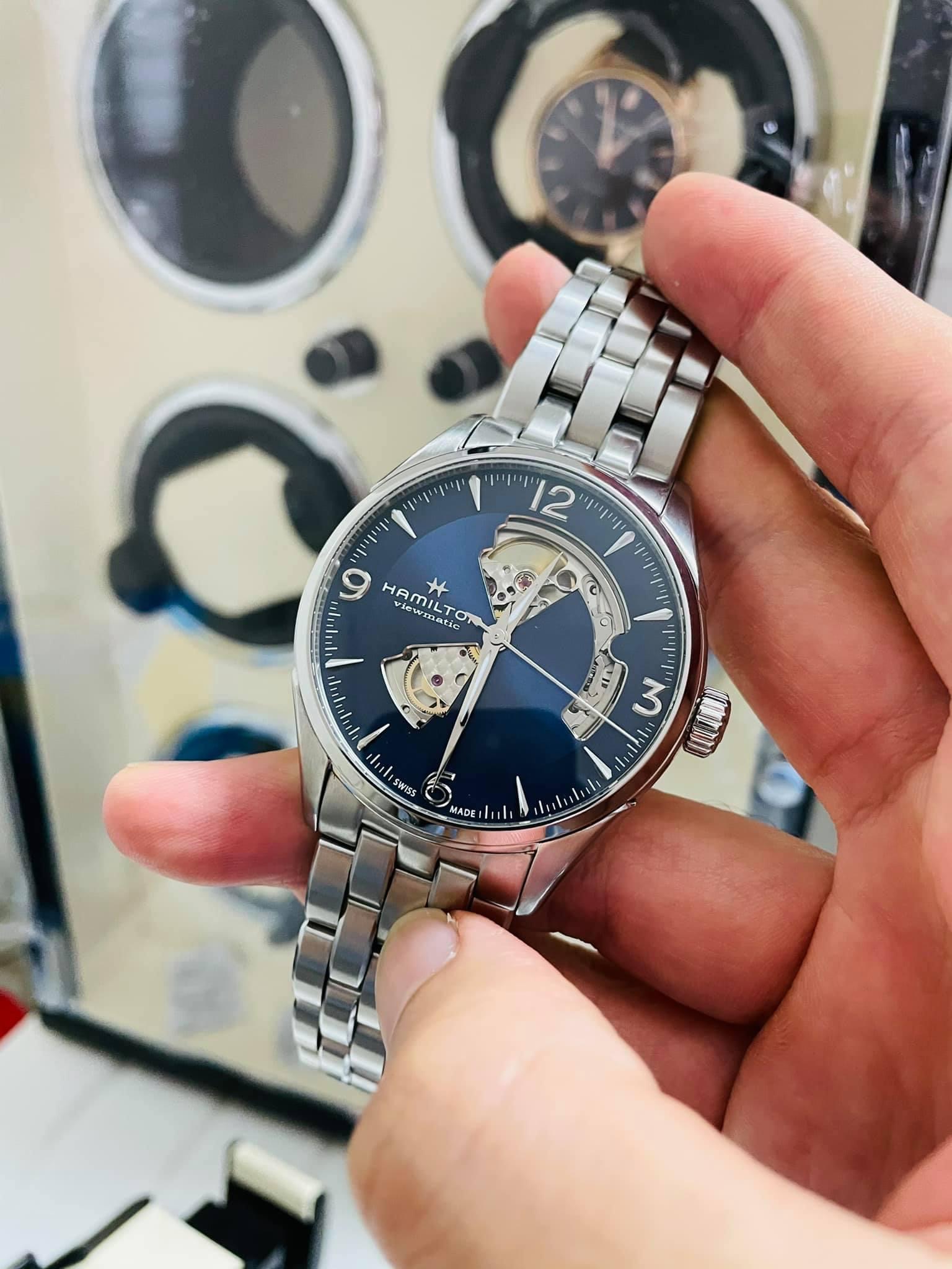 [LƯỚT] Hamilton Jazzmaster Open Heart Blue 42mm H32705141 fullbox đẹp Nam Tính- Xanh hút mắt
