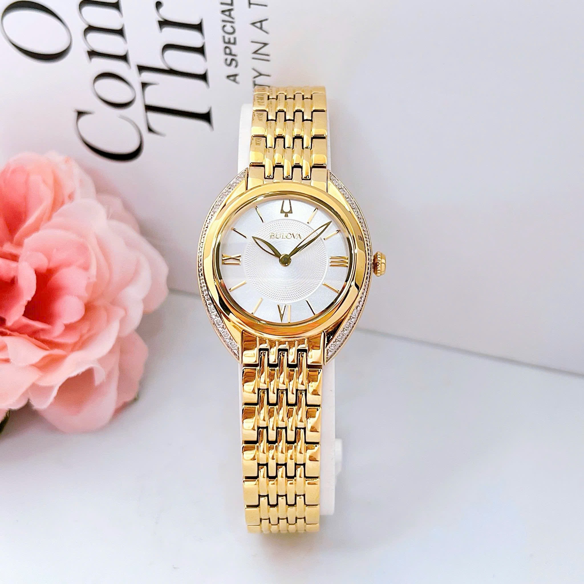 (ĐỒNG HỒ NỮ) Bulova Quartz 98R298 Classic Diamond Stainless Steel 32mm