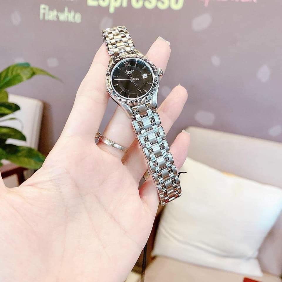 Ảnh 2 của (ĐỒNG HỒ NỮ) TISSOT T072.010.11.058.00 LADY QUARTZ BLACK DIAL DÂY KIM LOẠI-T0720101105800