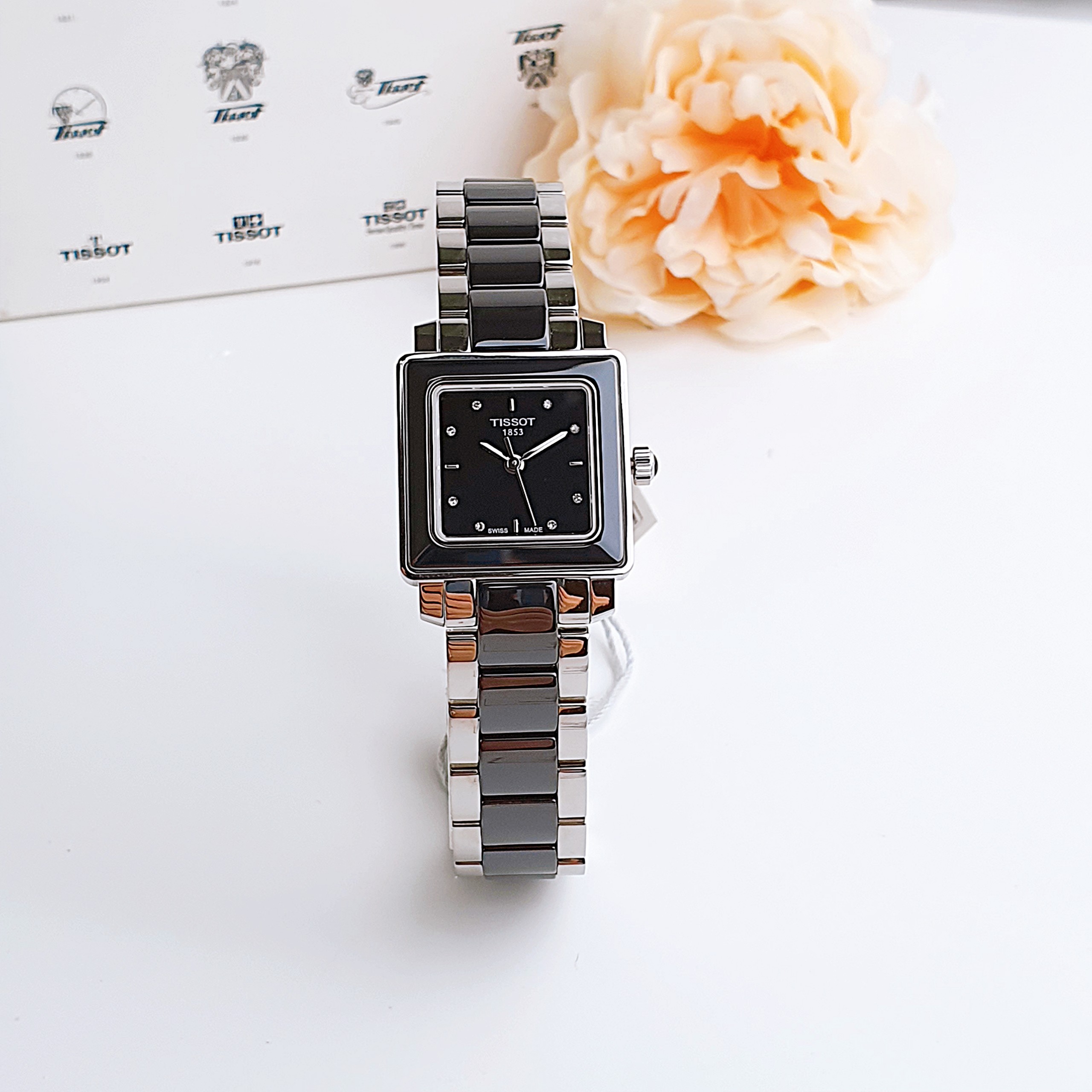 (ĐỒNG HỒ NỮ) TISSOT CERAMIC LADIES T064.310.22.056.00 ( T0643102205600 ) SQUARE QUARTZ 26MM