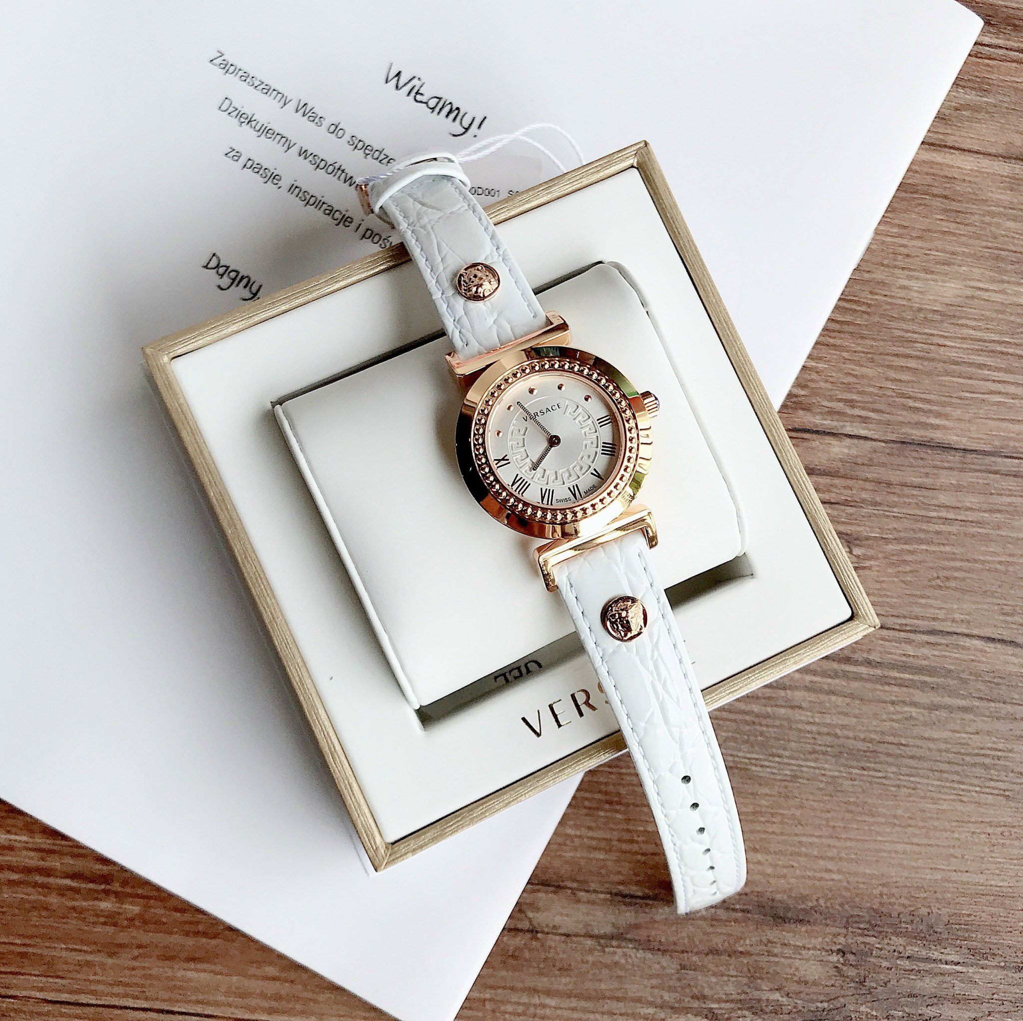 [Đồng Hồ nữ] Versace Vanity Swiss White Croco Women's Watch P5Q80D001S001
