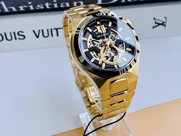 (ĐỒNG HỒ NAM) (NEW) Bulova Automatic Gunmetal Skeleton 98A178 46mm