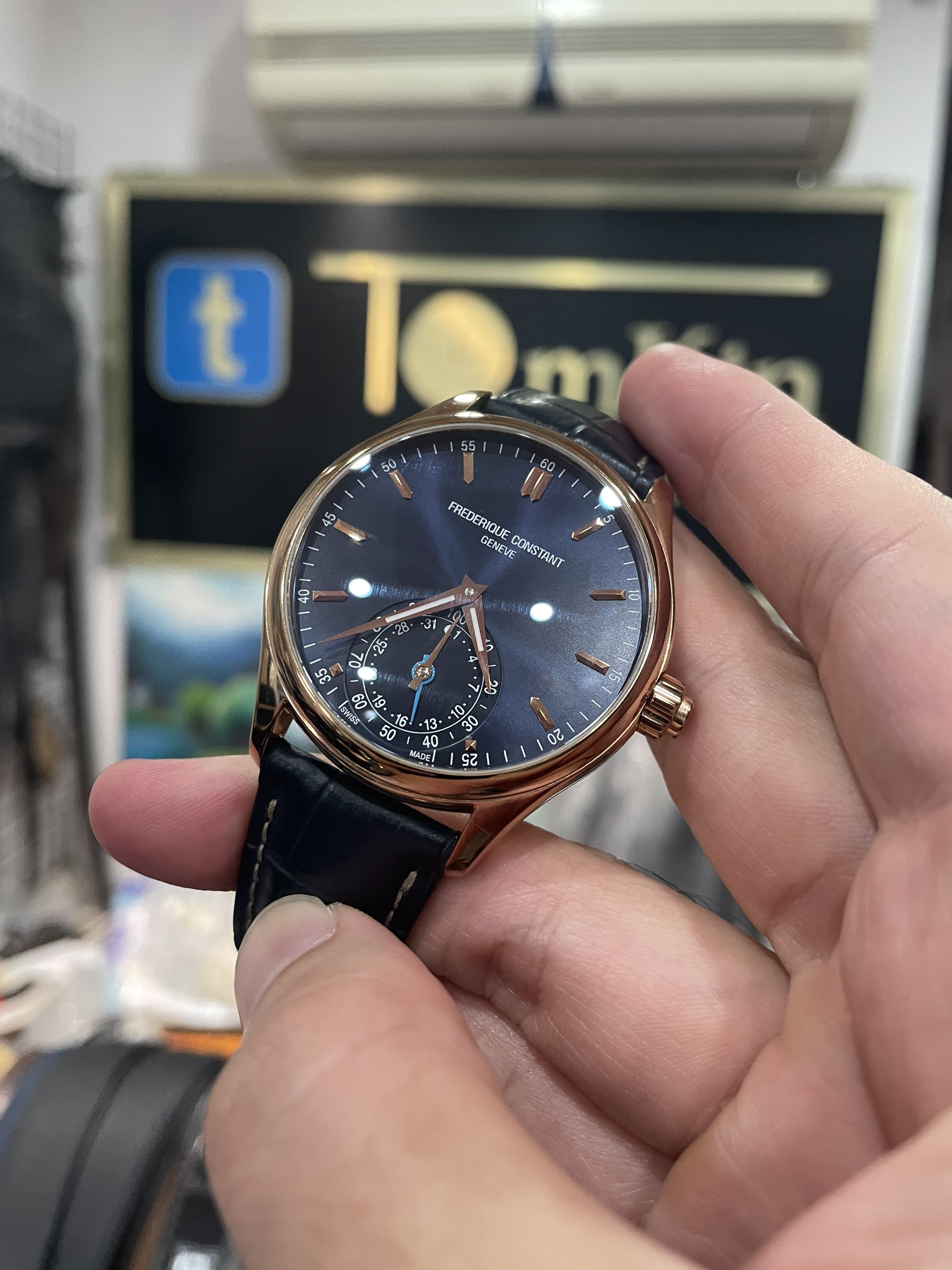 (DEAL LƯỚT) (ĐỒNG HỒ NAM) Frederique Constant Navy Dial Mens Smartwatch FC-285NS5B4 used (FC285NS5B4) (285NS5B4)