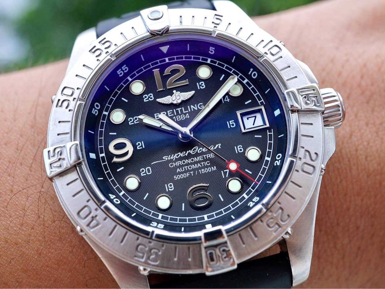 Breitling SuperOcean A17360 Dây cao su lướt 95%