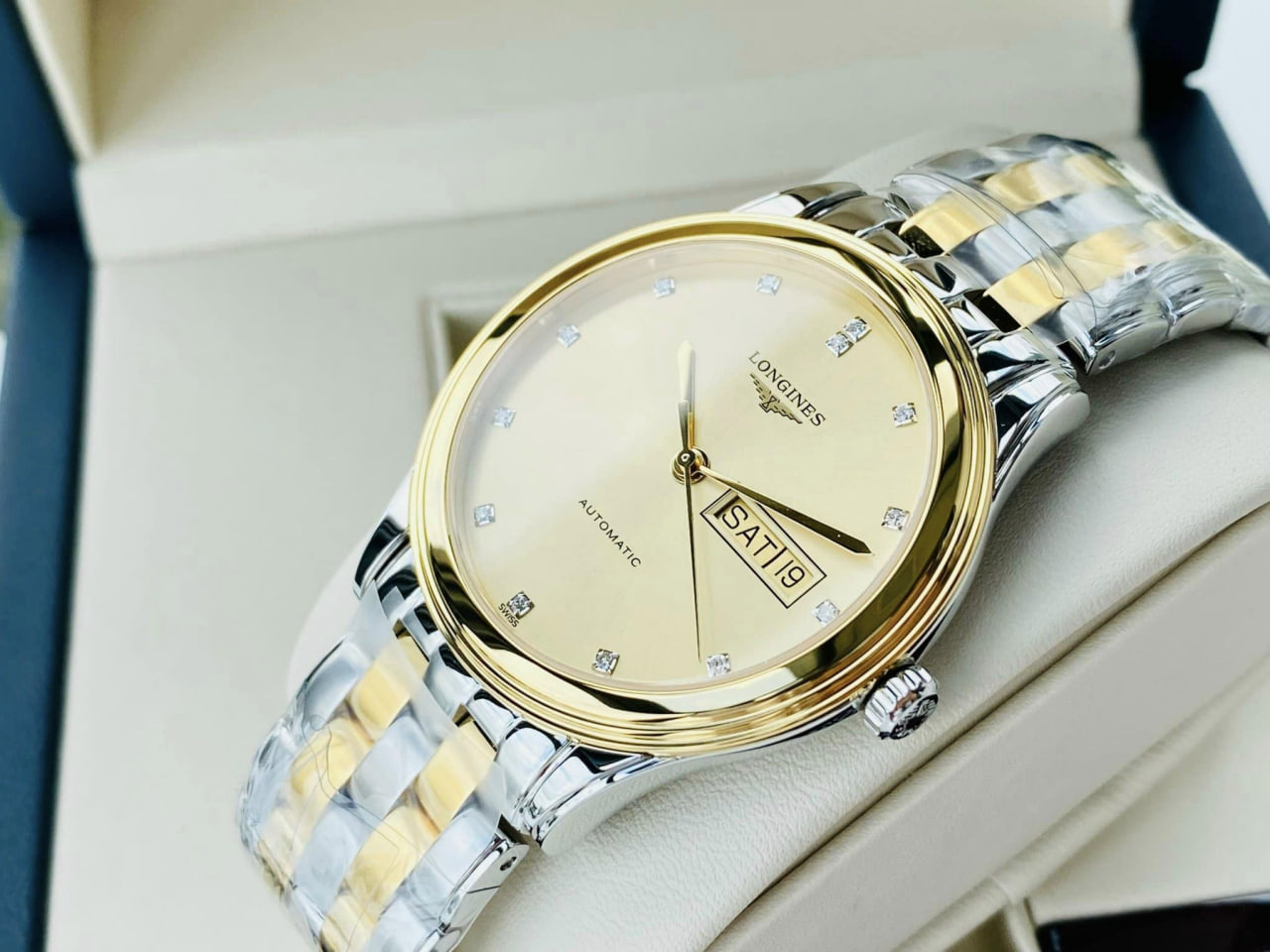 Ảnh 3 của (ĐỒNG HỒ NAM) (NEW) Longines Flagship Automatic Diamond L4.899.3.37.7 (L48993377) 38.5mm