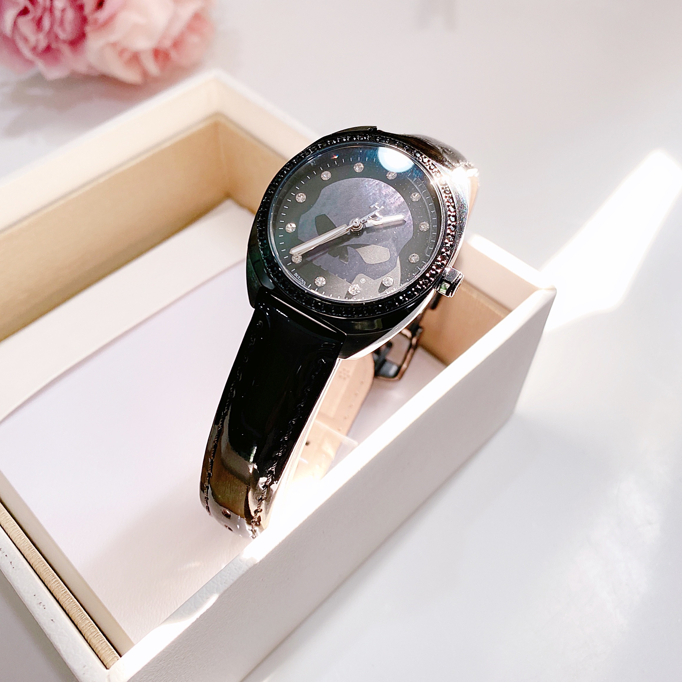 (ĐỒNG HỒ NỮ) Bulova 78L125 Harley-Davidson Willie G Skull Logo Watch 26mm