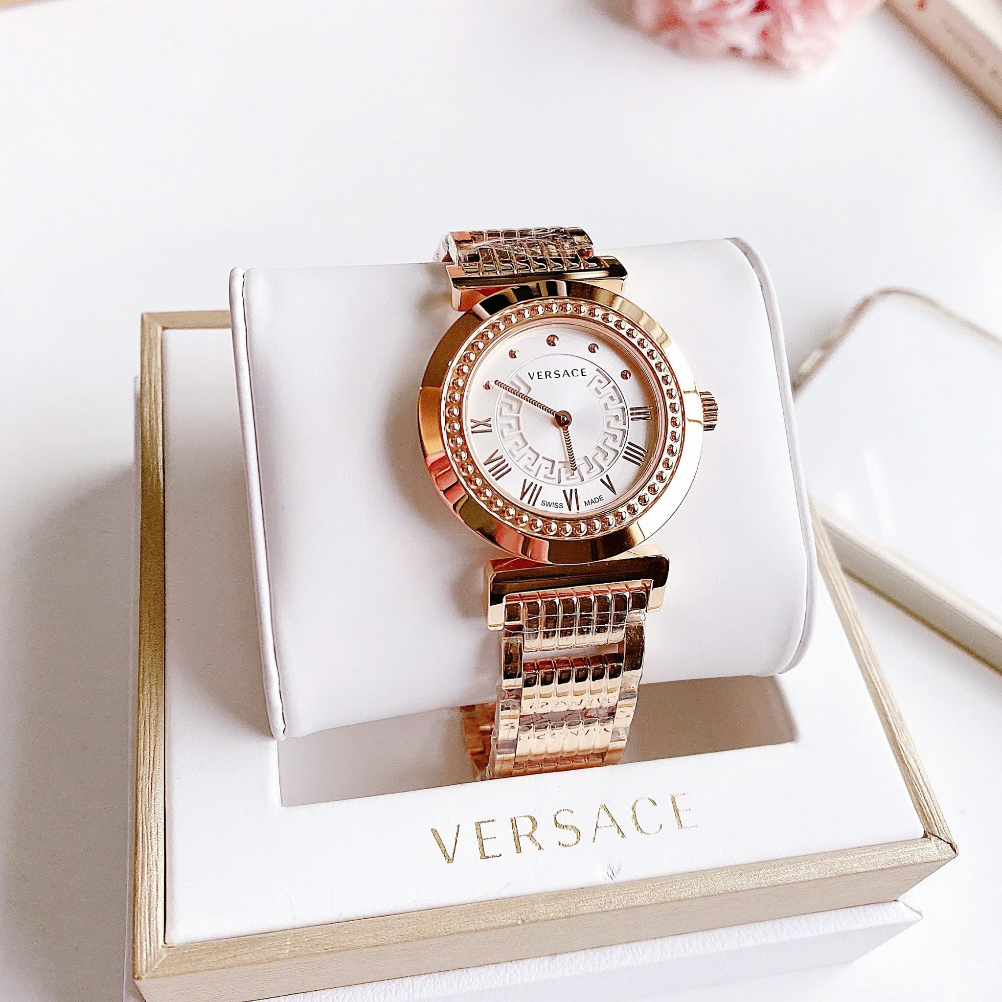 (ĐỒNG HỒ NỮ) Versace Vanity Rose Gold Ion-Plated Watch P5Q80D001 S080 35mm