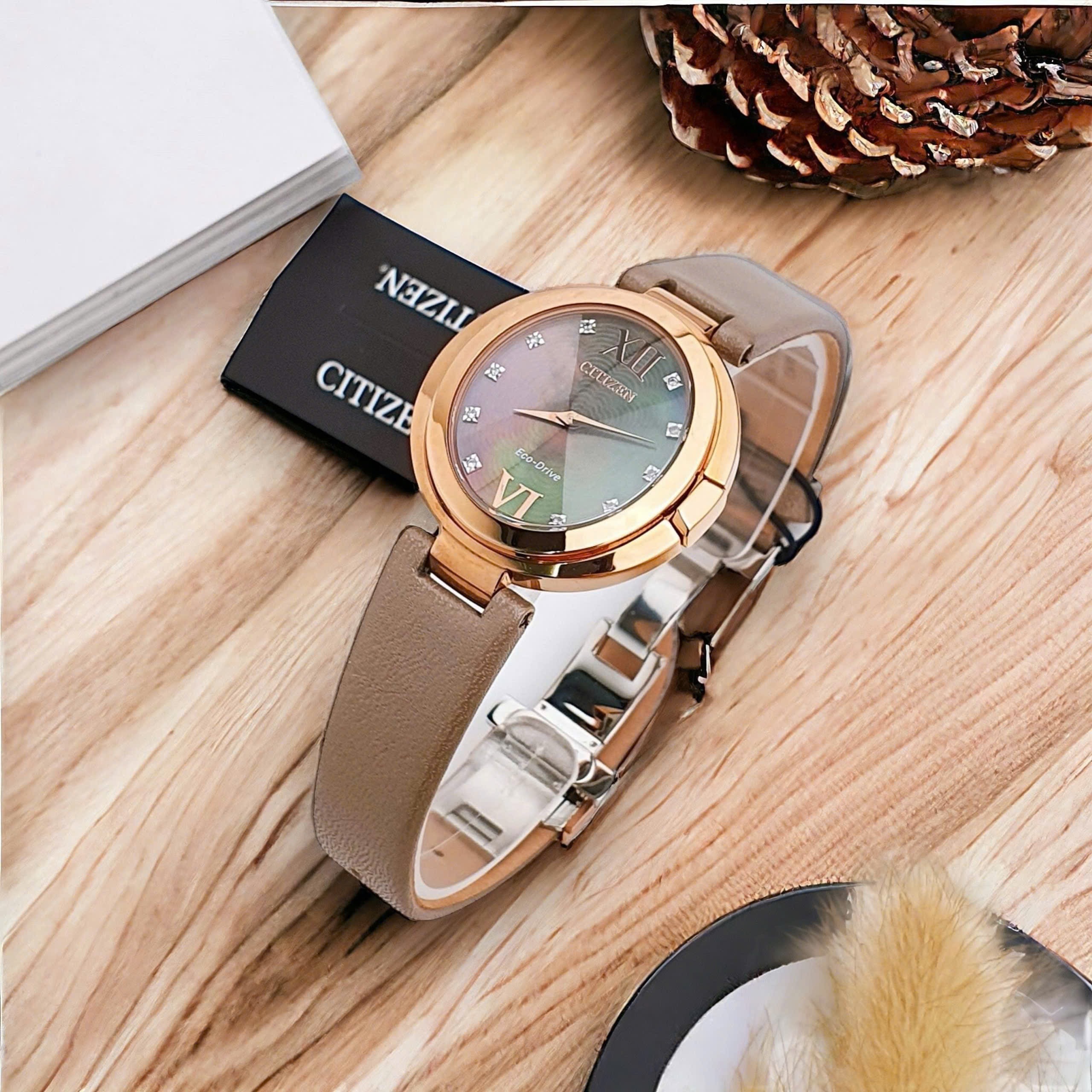 Ảnh 3 của (ĐỒNG HỒ NỮ) Citizen Women's Capella Taupe Dial / Brown Leather Watch EX1513-00Y ( EX151300Y)