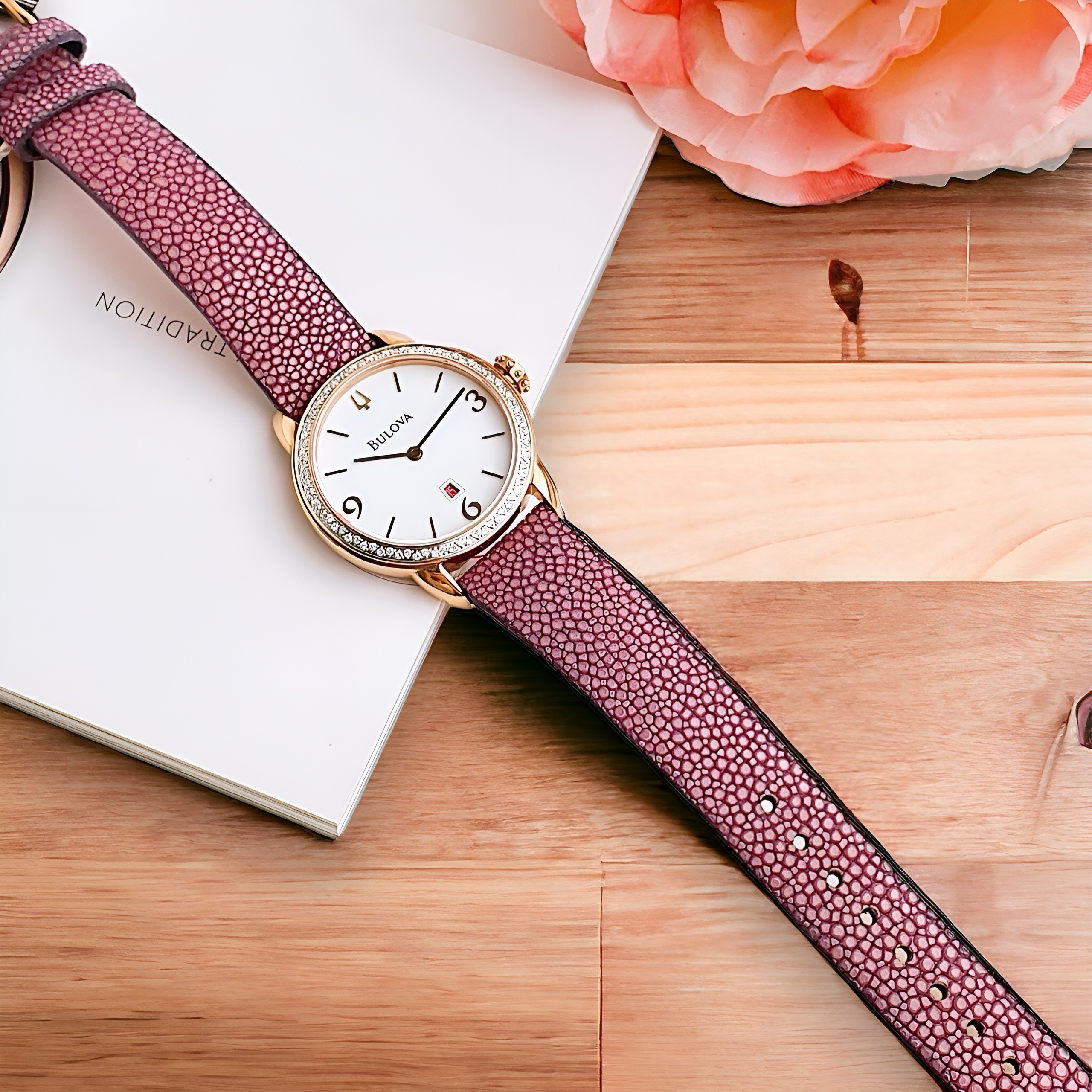 Ảnh 5 của (ĐỒNG HỒ NỮ) Bulova 98R196 Diamond Gallery Collection Watch 32mm