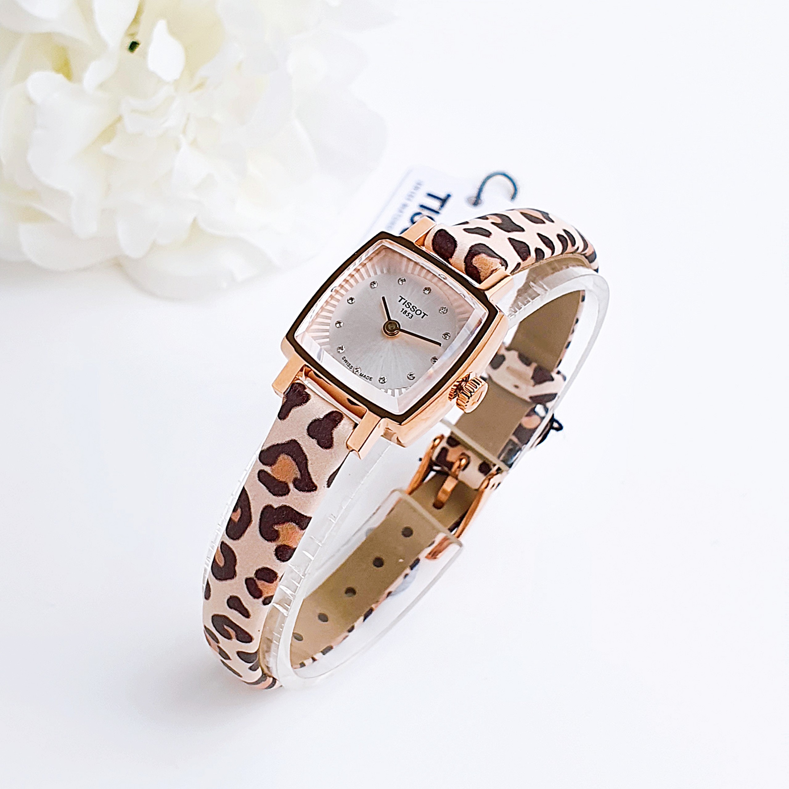 Ảnh 6 của (ĐỒNG HỒ NỮ) Tissot Lovely Square T058.109.37.036.00 (T0581093703600)– Quartz (Pin) – Mặt Số 20mm, Đính Kim Cương, Dây Đeo Da Báo