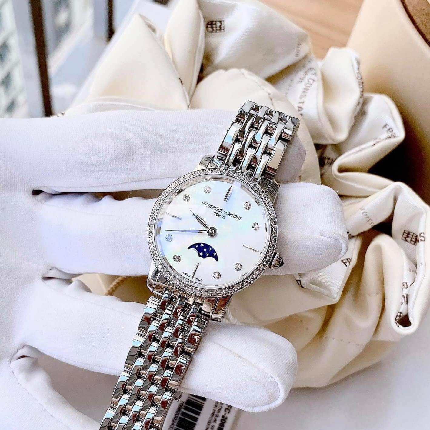 Ảnh 2 của (ĐỒNG HỒ NỮ) Frederique Constant Slimline Diamond Mother Of Pearl Dial Silver Tone FC-206MPWD1SD6B ( FC206MPWD1SD6B ) ( 206MPWD1SD6B )