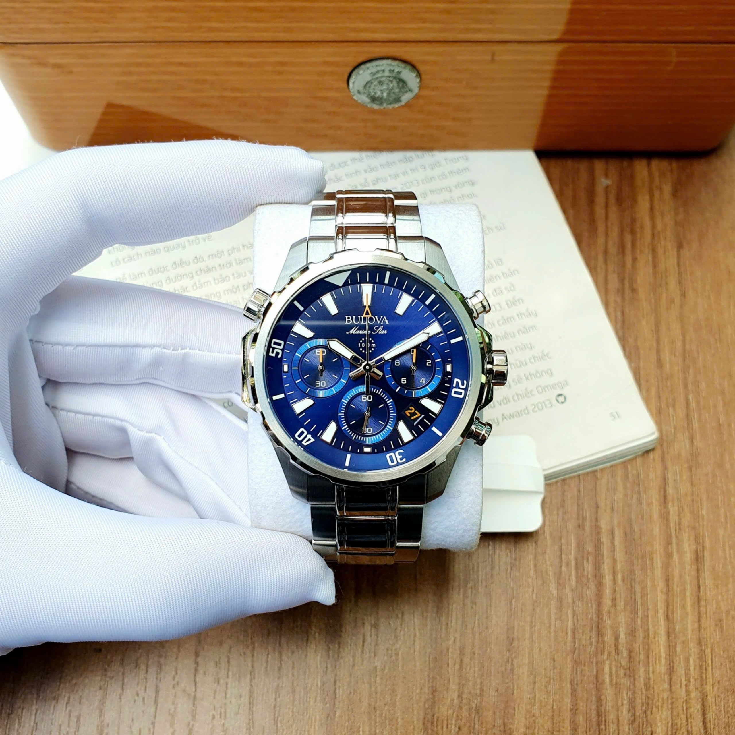 (ĐỒNG HỒ NAM) (NEW) Bulova 96B256 Marine Star Chronograph Watch 43mm