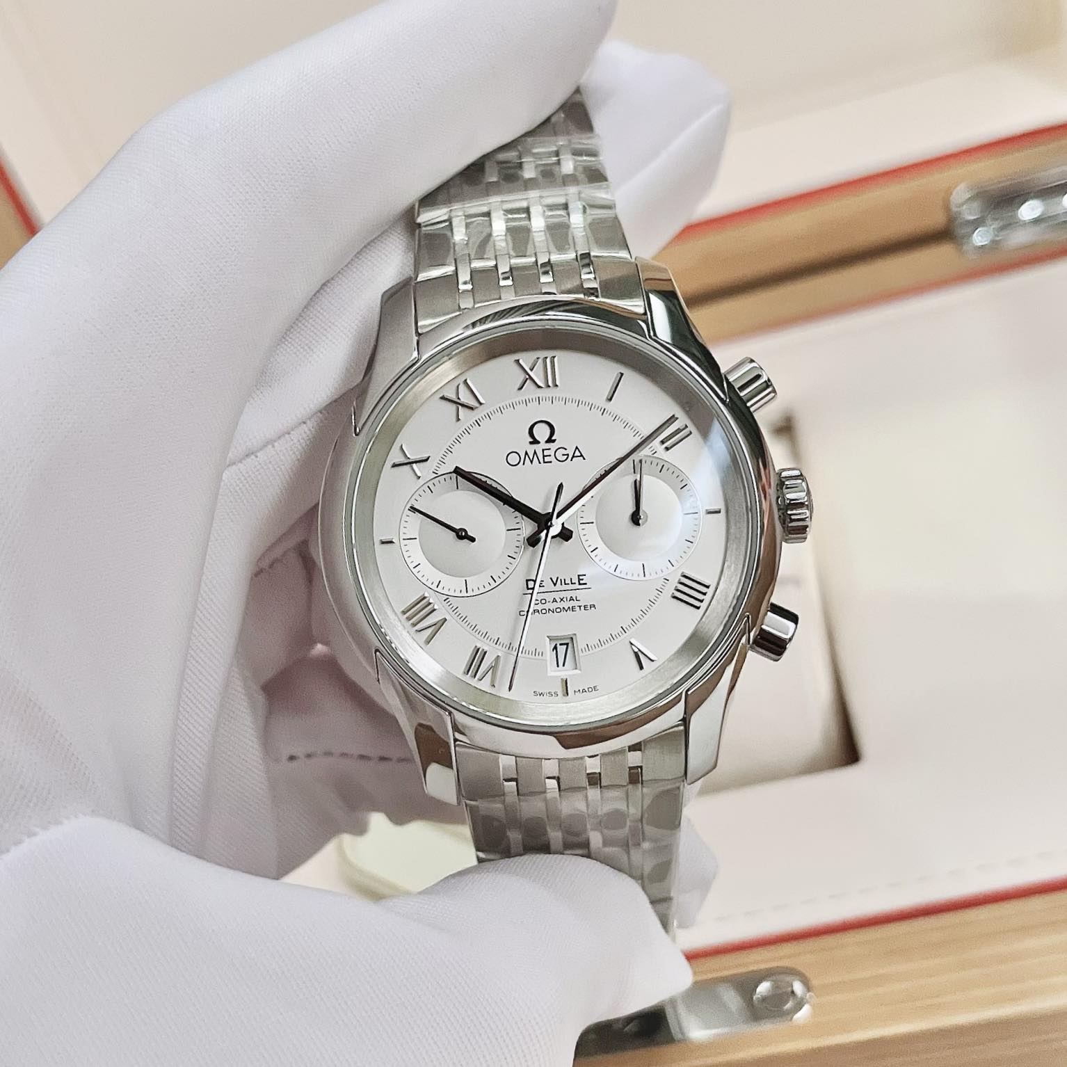 Ảnh 2 của (ĐỒNG HỒ NAM) (NEW) Omega De Ville Co-Axial Chronograph 43110425102001 431.10.42.51.02.001