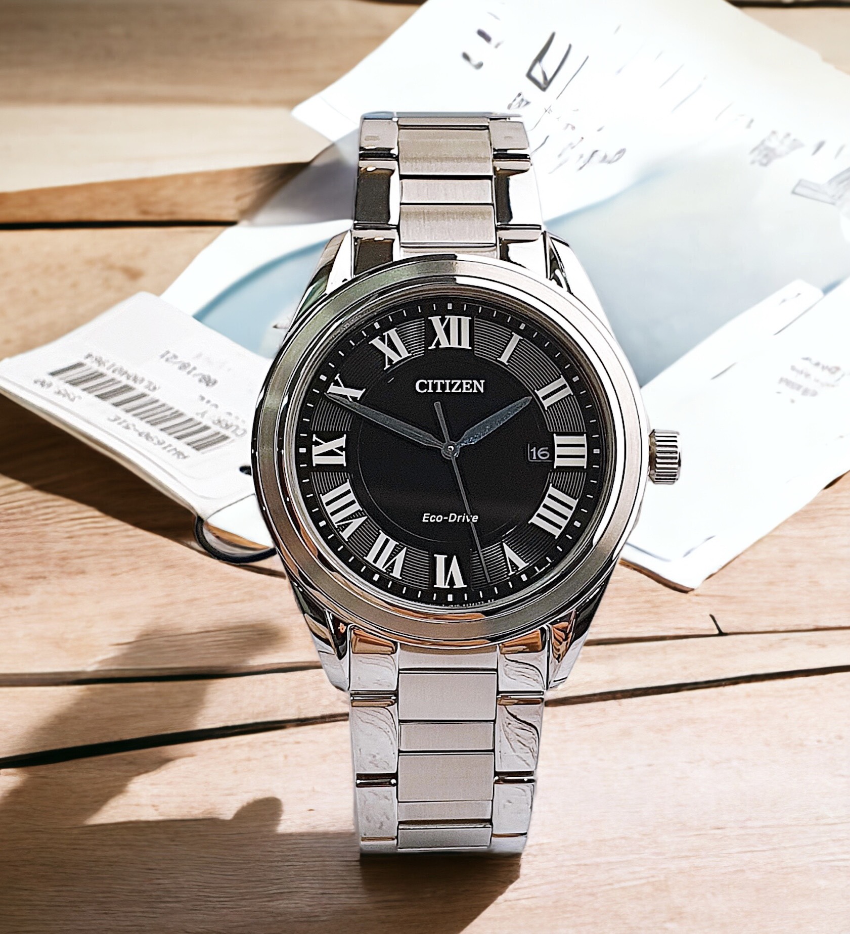 (ĐỒNG HỒ NAM) Citizen Eco-Drive Calendar Silver-Tone AW1690-51E