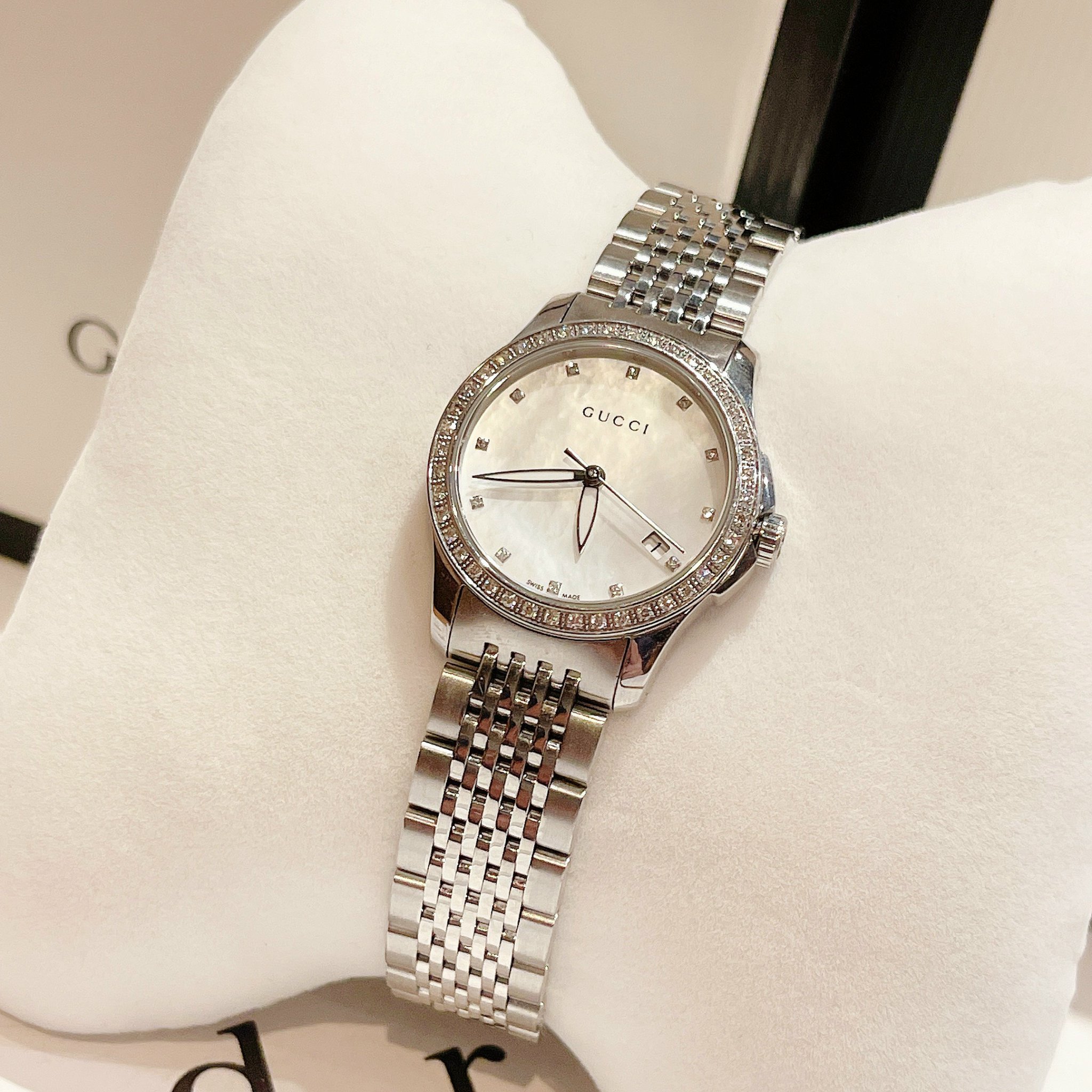 (ĐỒNG HỒ NỮ) Gucci Women's YA126508 G-Timeless Diamond Stainless Steel Watch