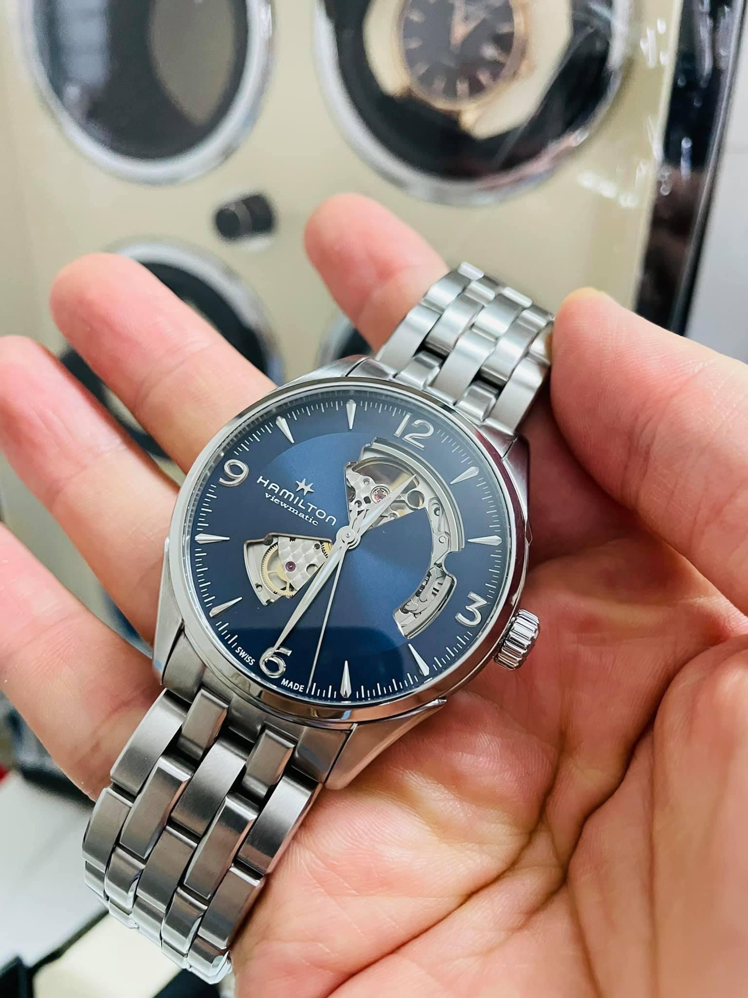 Ảnh 7 của [LƯỚT] Hamilton Jazzmaster Open Heart Blue 42mm H32705141 fullbox đẹp Nam Tính- Xanh hút mắt