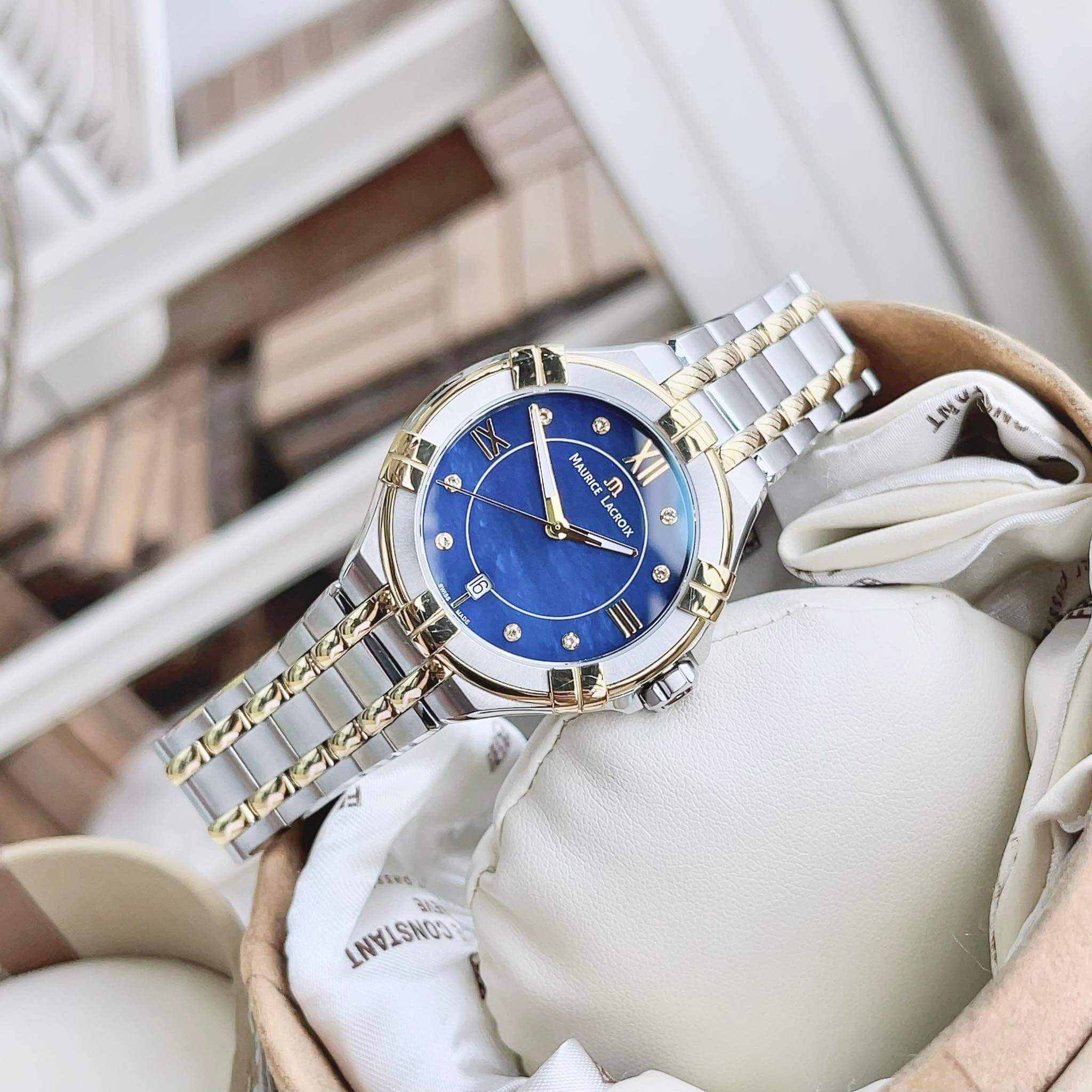 Ảnh 2 của ĐỒNG HỒ NỮ Maurice Lacroix AIKON Diamond Watch two tone blue AI1006-PVY13-470-1 (AI1006PVY134701 ) 35mm